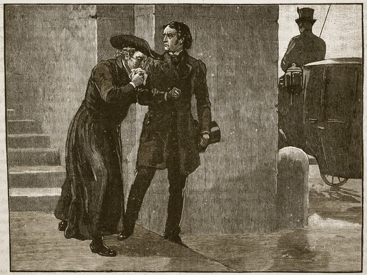 Pio IX che lascia il Vaticano in incognito, 1848, illustrazione da Cassells Illustrated History of England da English School
