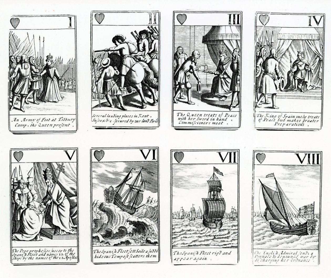Carte da gioco che raffigurano gli eventi dell