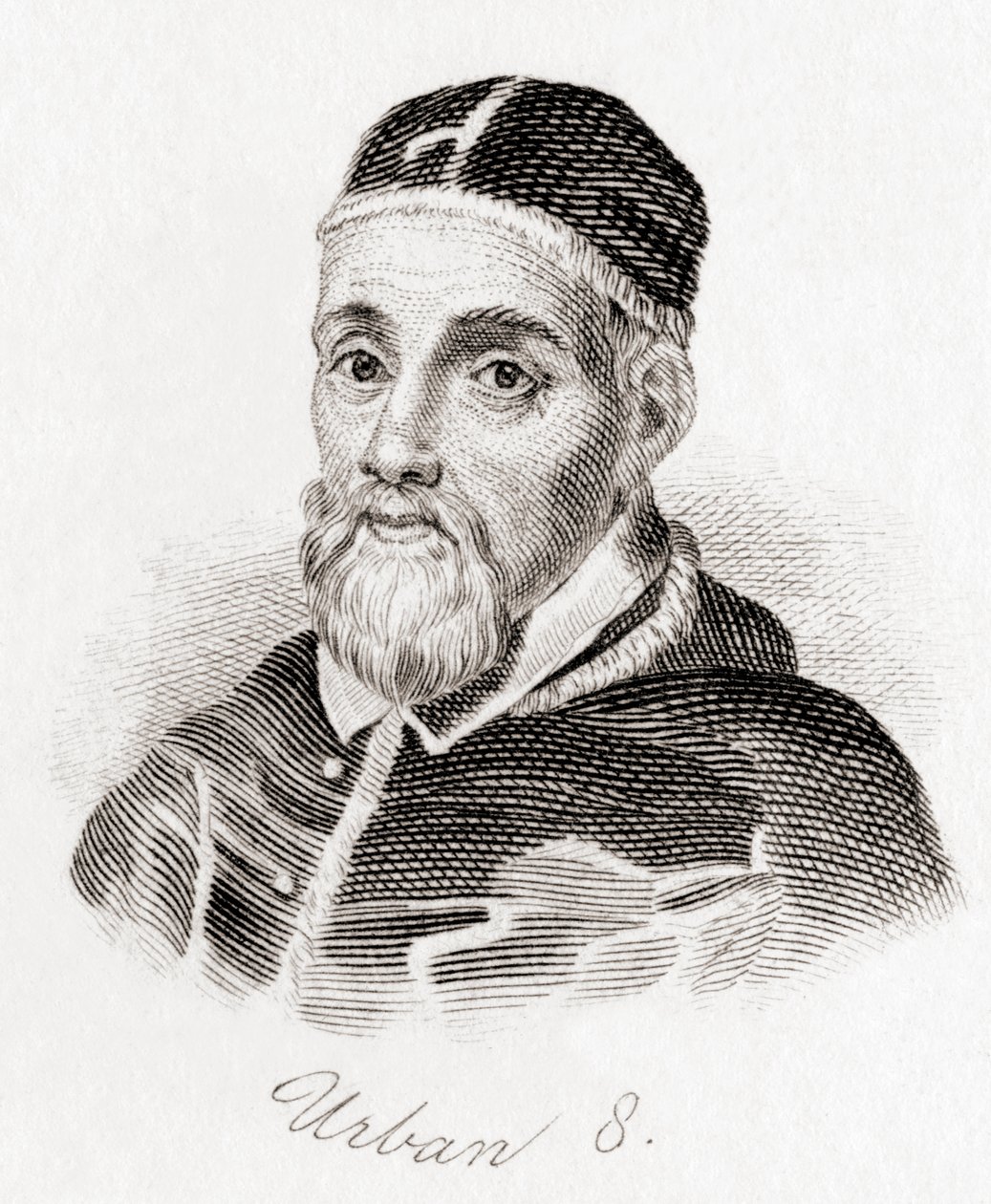 Papa Urbano VIII, c.1568 -1644, nato Maffeo Barberini (incisione) da English School