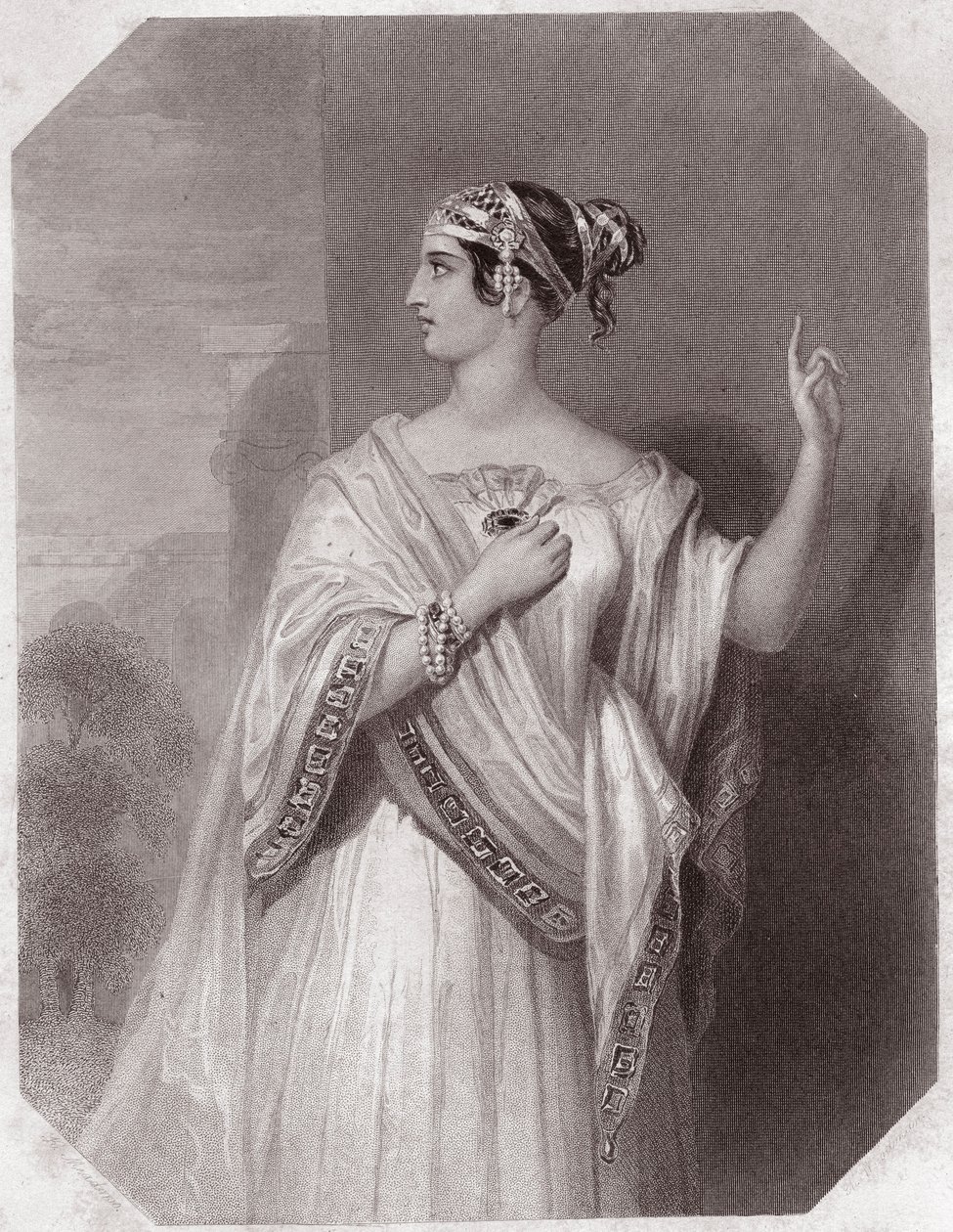 Porcia moglie di Bruto (La tragedia di Giulio Cesare) in - "Galleria delle donne di Shakespeare, collezione di quarantacinque ritratti seri dei primi artisti londinesi, arricchita di avvisi critici e letterari" circa 1838 - da "Galleria delle donne di Shak da English School