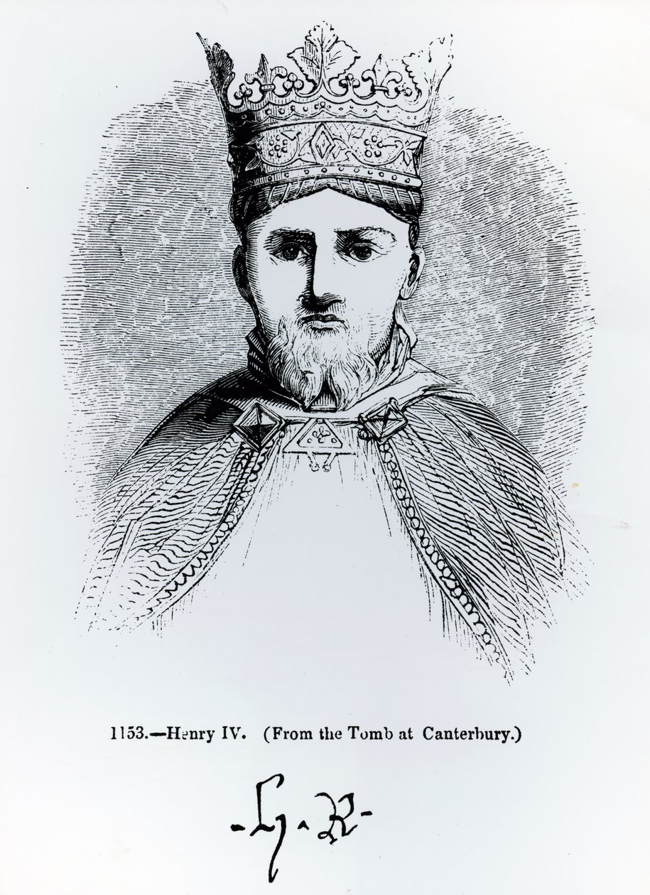 Ritratto e Firma di Enrico IV (1366-1413) da English School