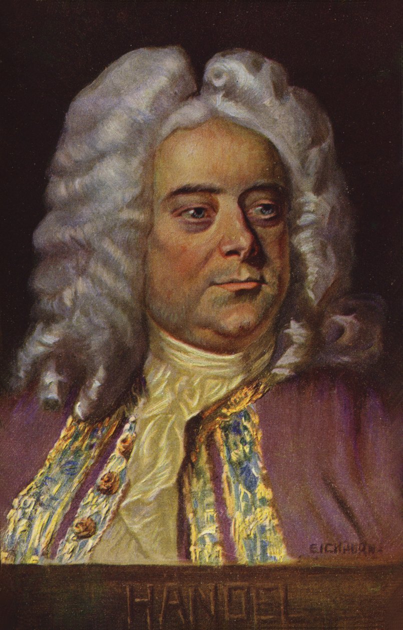 Ritratto di George Friedrich Handel (litografia a colori) da English School