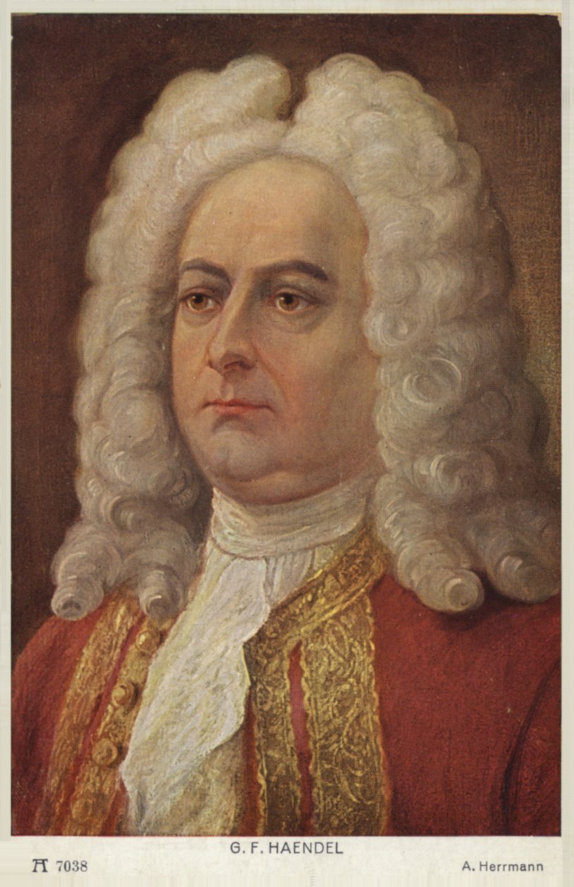 Ritratto di George Friedrich Handel (litografia a colori) da English School