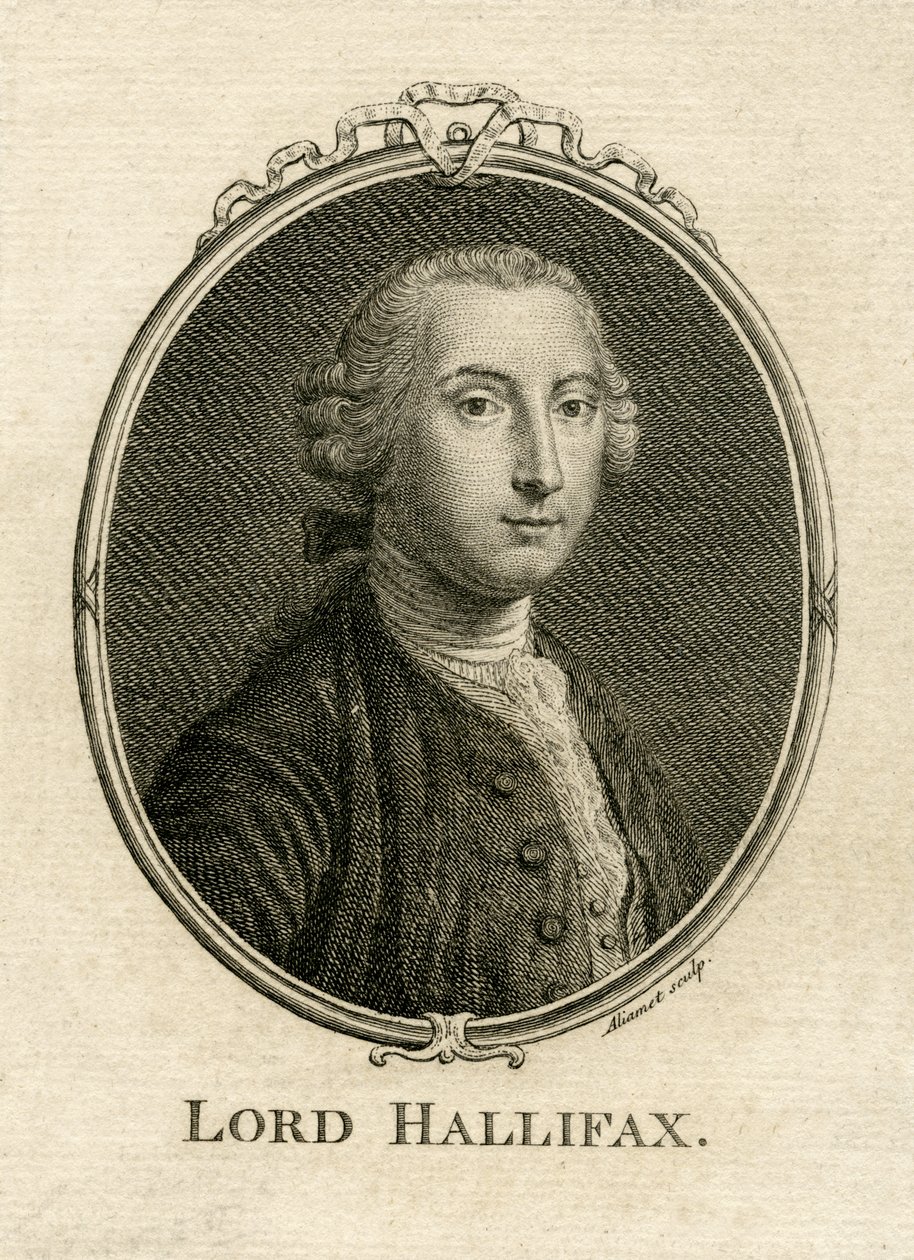 Ritratto di George Montagu Dunk, 2° Conte di Halifax (1716-71), inciso da Aliamet da English School