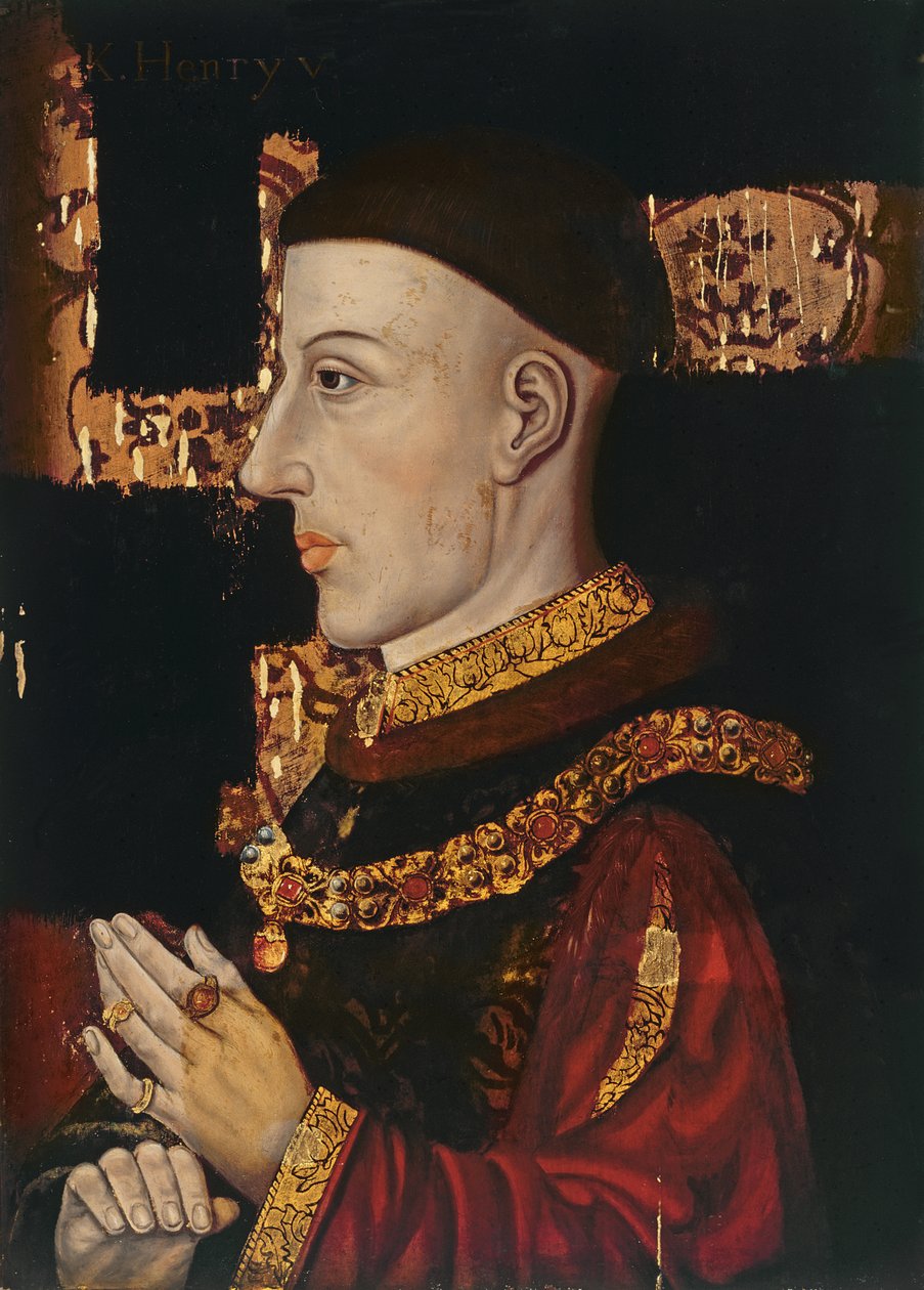 Ritratto di Enrico V (1387-1422) (durante il restauro) da English School