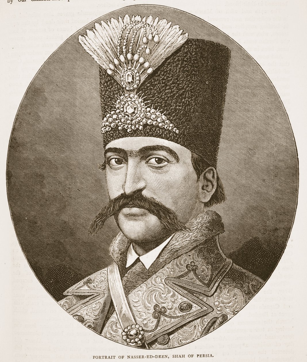 Ritratto di Nasser-ed-Deen, Scià di Persia, illustrazione da Cassells Illustrated History of England da English School