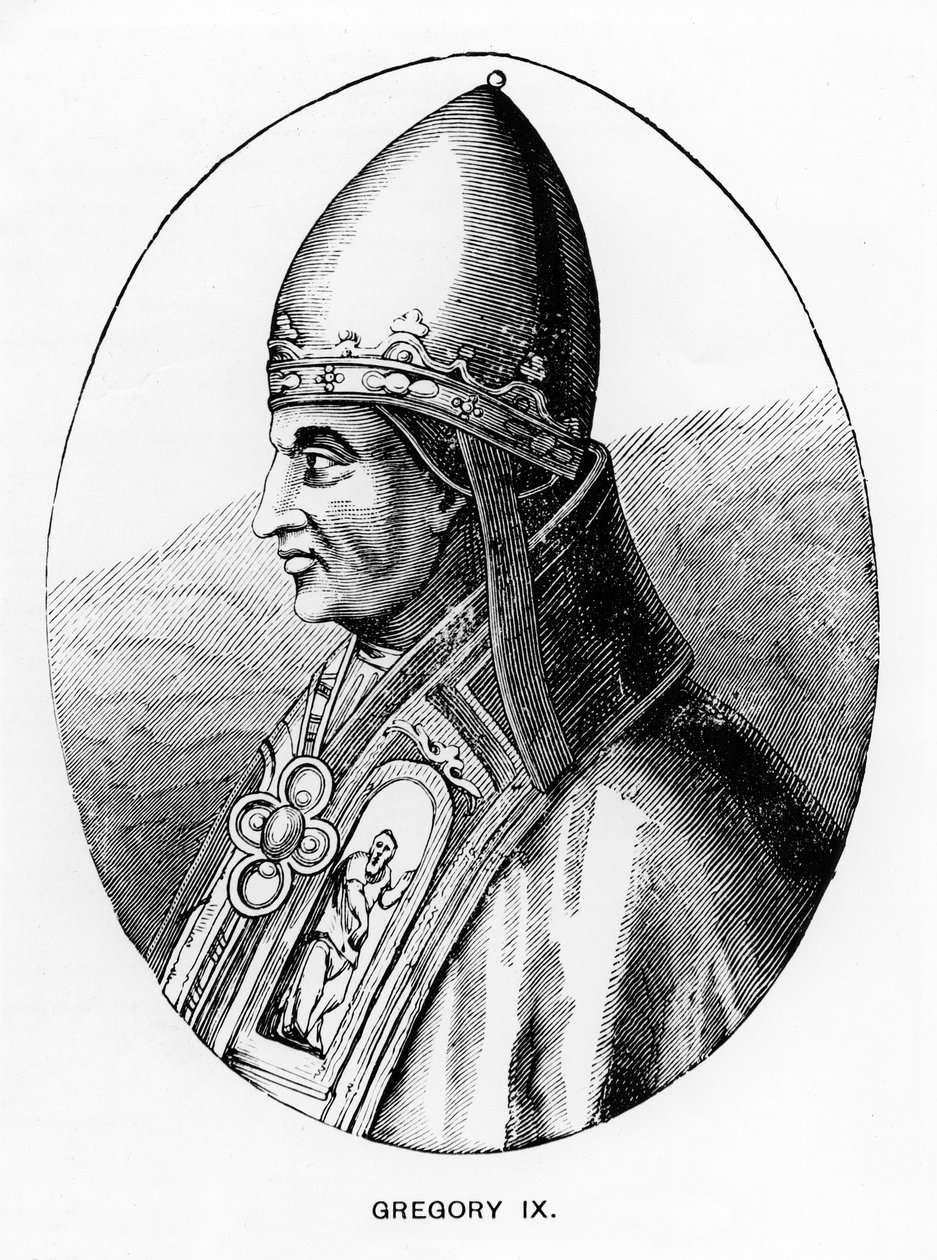Ritratto di Papa Gregorio IX (c.1170-1241) illustrazione da 'Scienza e ...