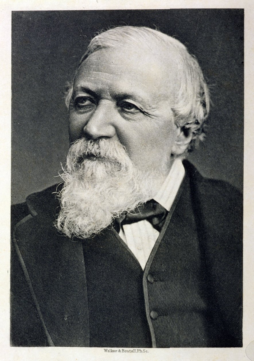 Ritratto di Robert Browning (1812-89) da una fotografia di Fradelle e Young, inciso da Walker e Boutall, 1881 da English School