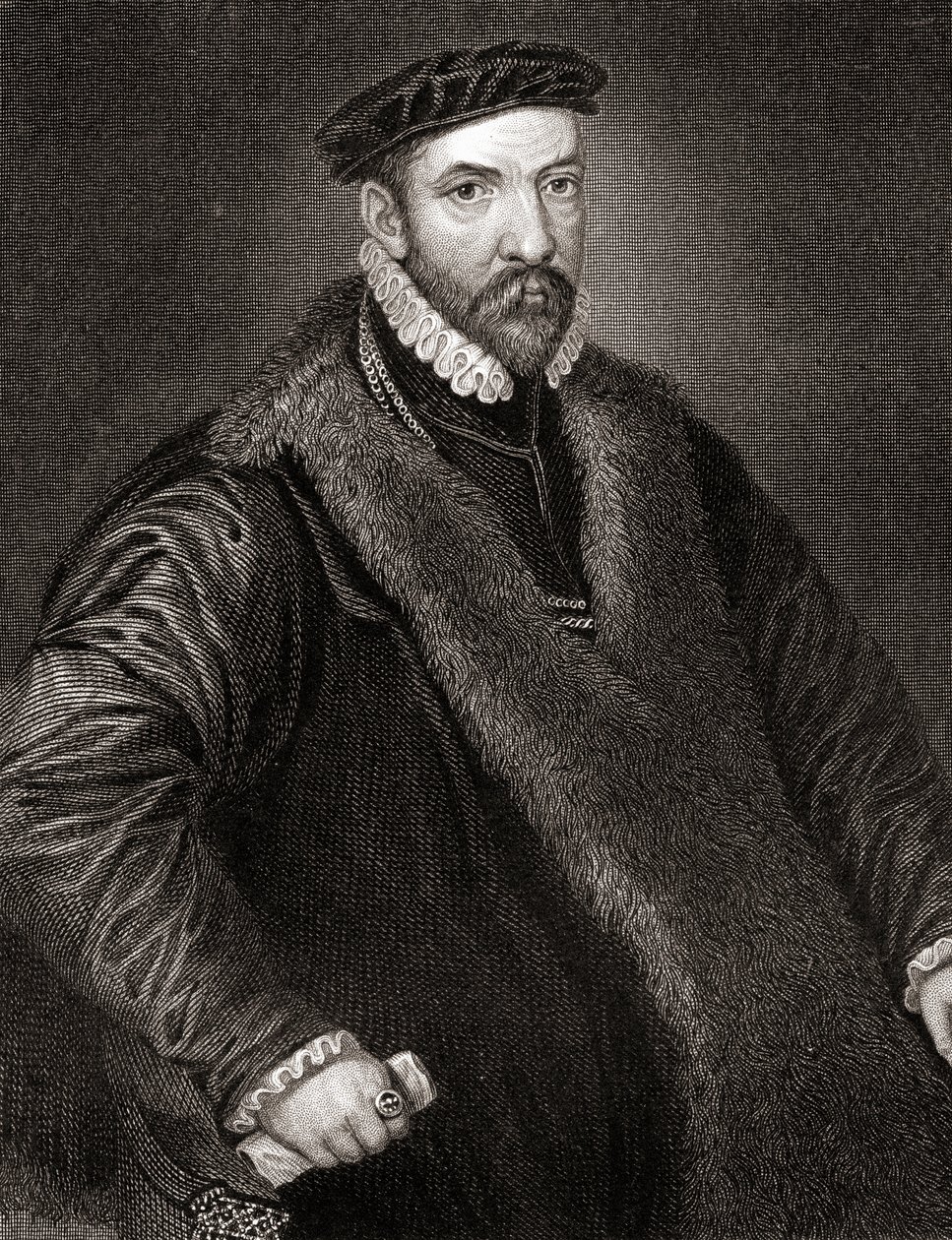 Ritratto di Sir Nicholas Bacon, da Lodges British Portraits, 1823 da English School