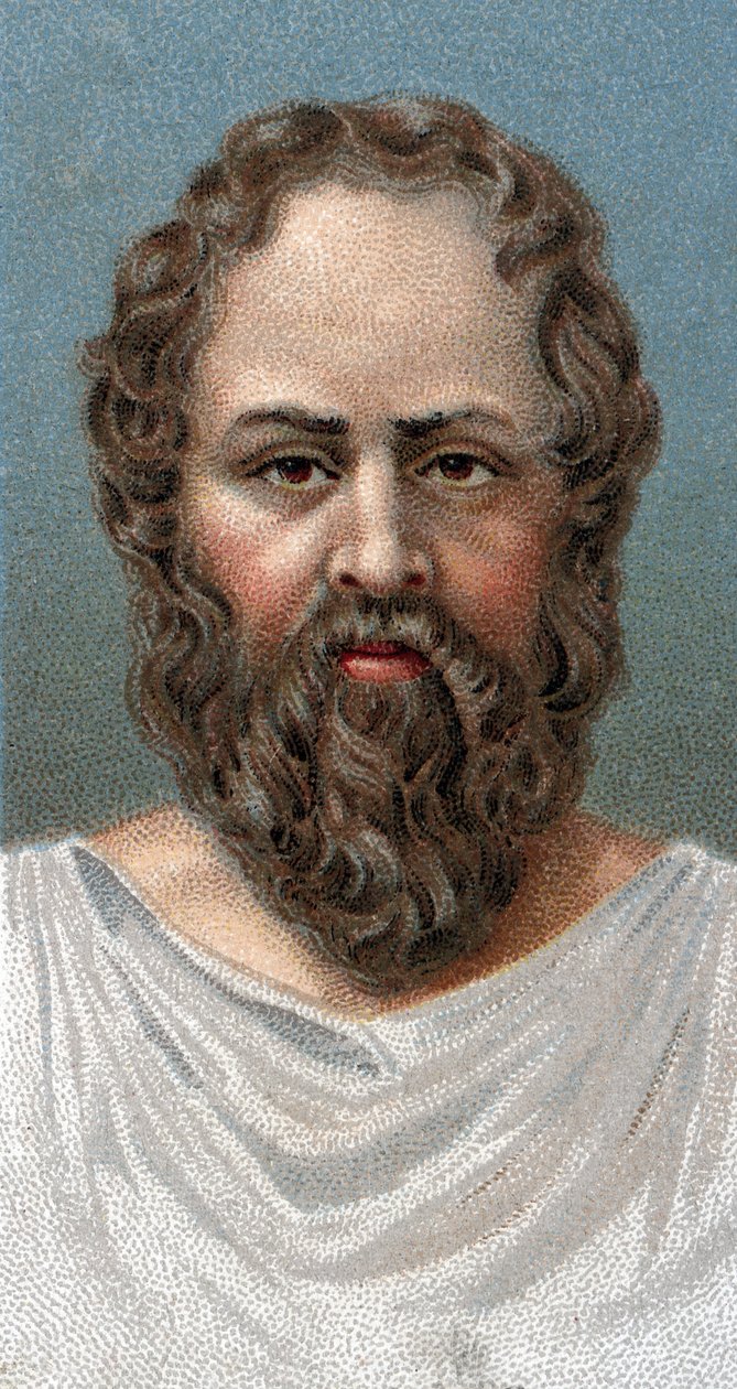 Ritratto del filosofo greco Socrate (469-399 a.C.) - Dalla serie "Leaders of Men" da English School