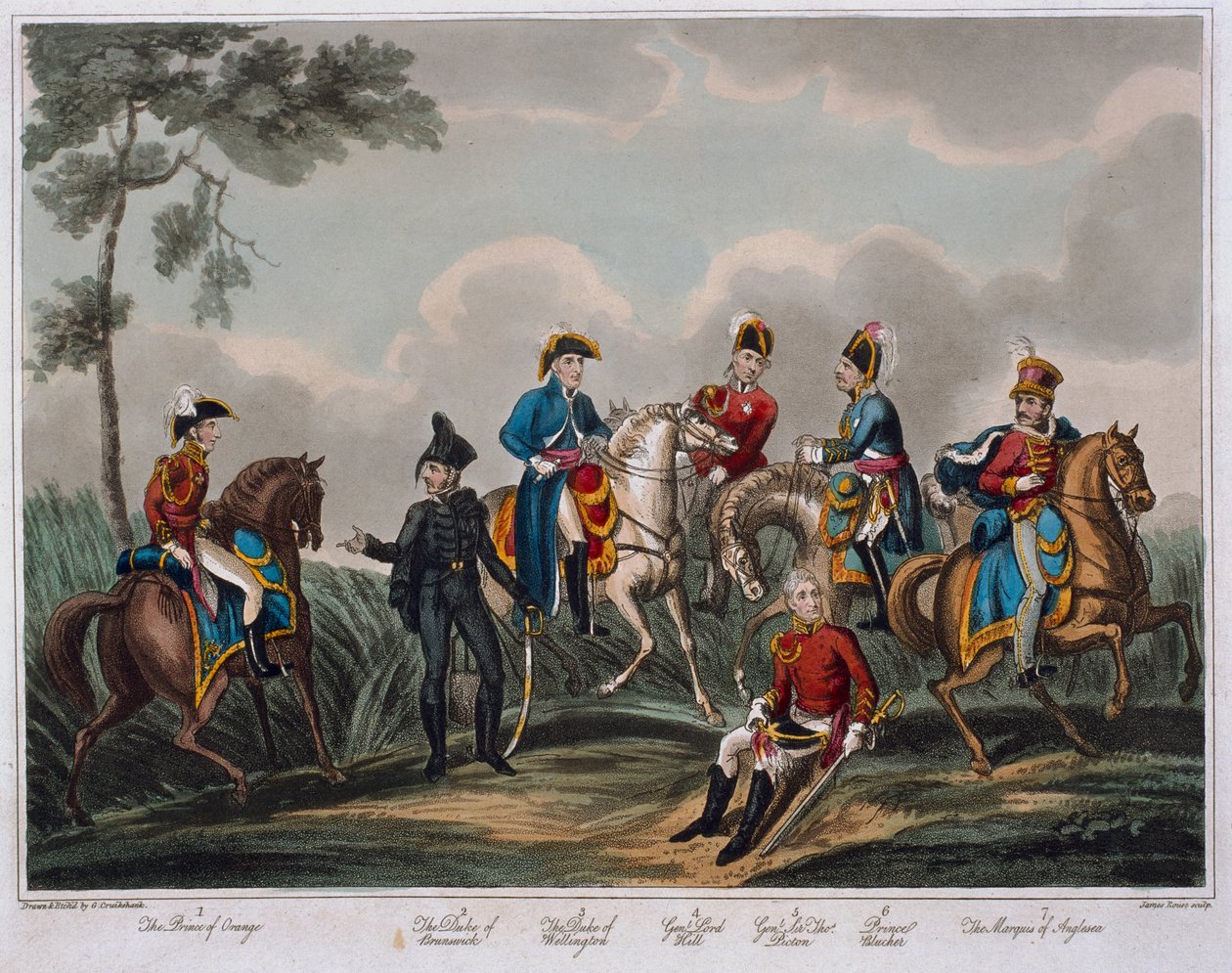 Ritratti degli ufficiali generali, da Un resoconto storico della Battaglia di Waterloo, pubblicato da M. Colburn, 1817 da English School