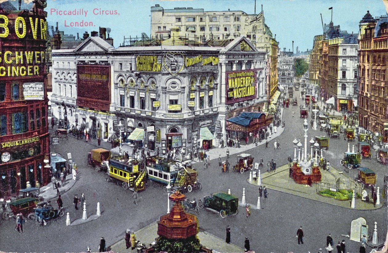 Cartolina raffigurante Piccadilly Circus c.1928 da English School