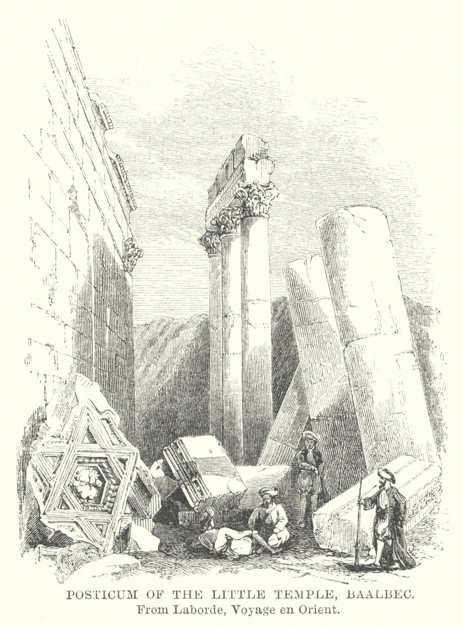 Posticum del Piccolo Tempio, Baalbec (incisione) da English School