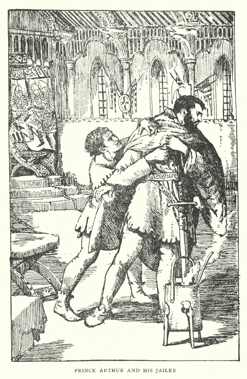 Il principe Artù e il suo carceriere (litografia) da English School