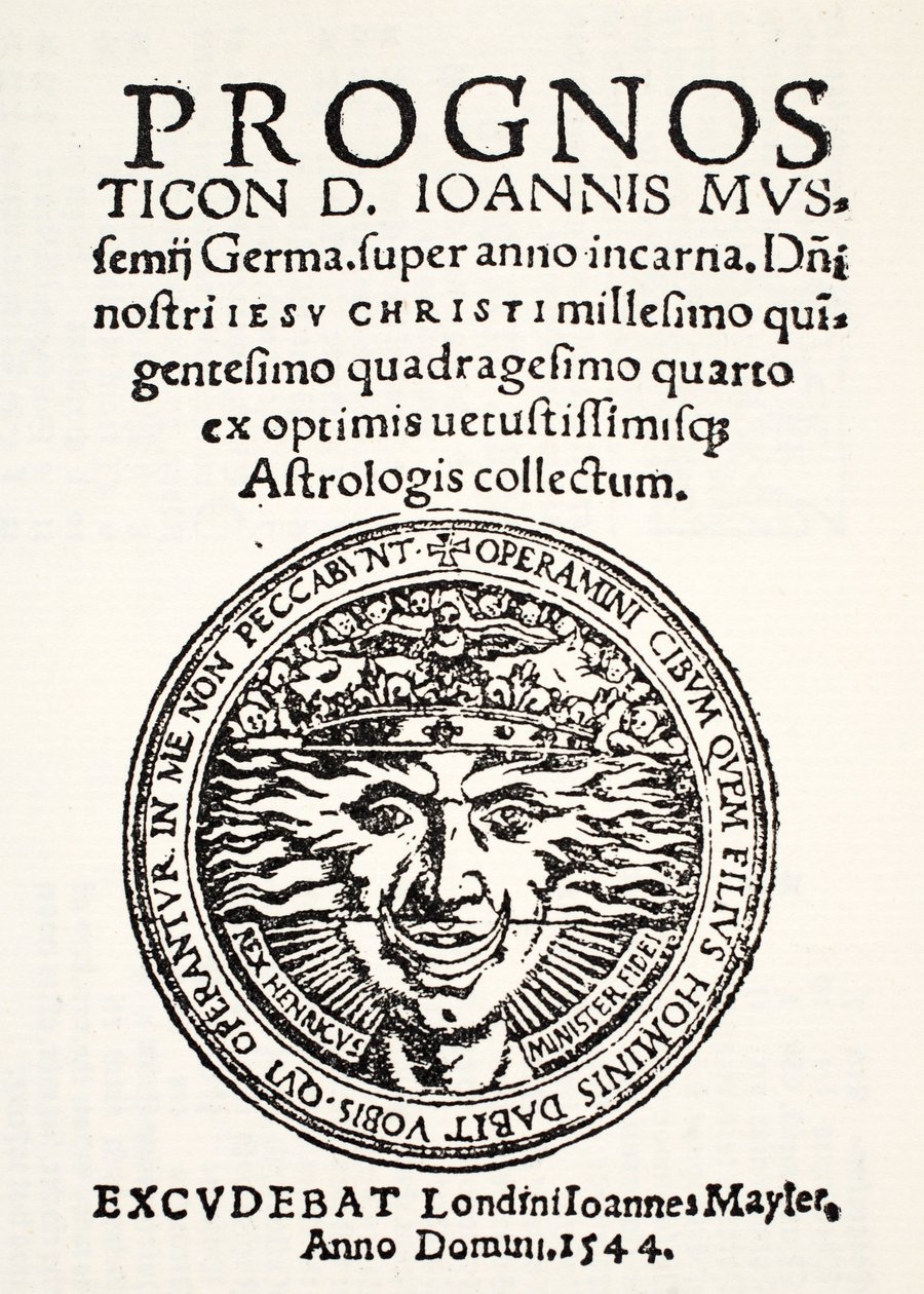 Prognostica per il 1544, di Jo. Mussemius, stampata da J. Mayler, 1544 da English School