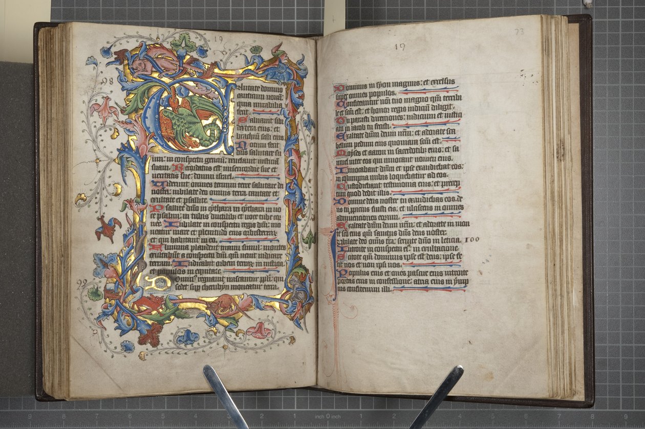 Salterio con calendario Sarum, Fol 72 verso fol 73 recto da English School