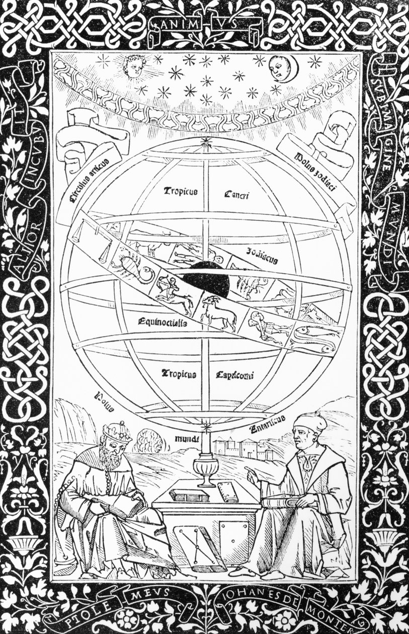 Sistema di Tolomeo, illustrazione da Scienza e Letteratura del Medioevo e del Rinascimento, scritto e inciso da Paul Lacroix, 1878 da English School