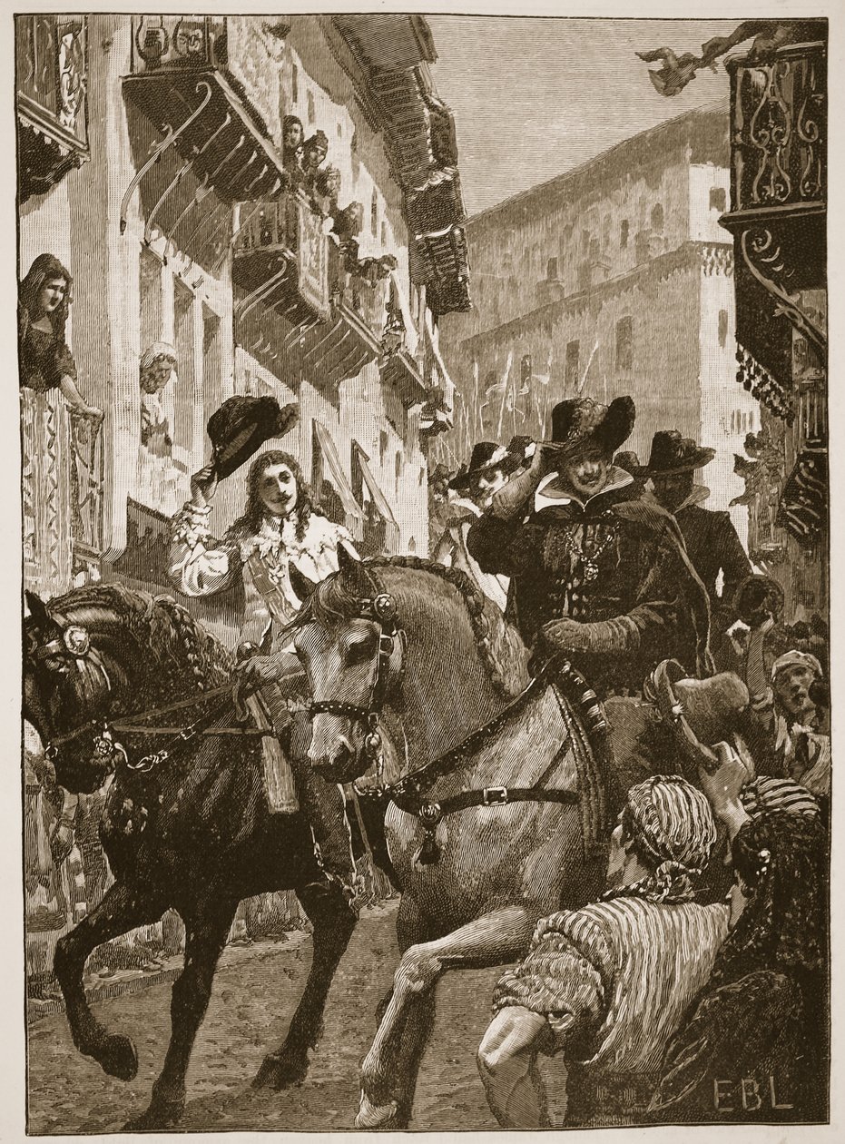 Accoglienza pubblica del Principe Carlo a Madrid, illustrazione da Cassells Illustrated History of England da English School