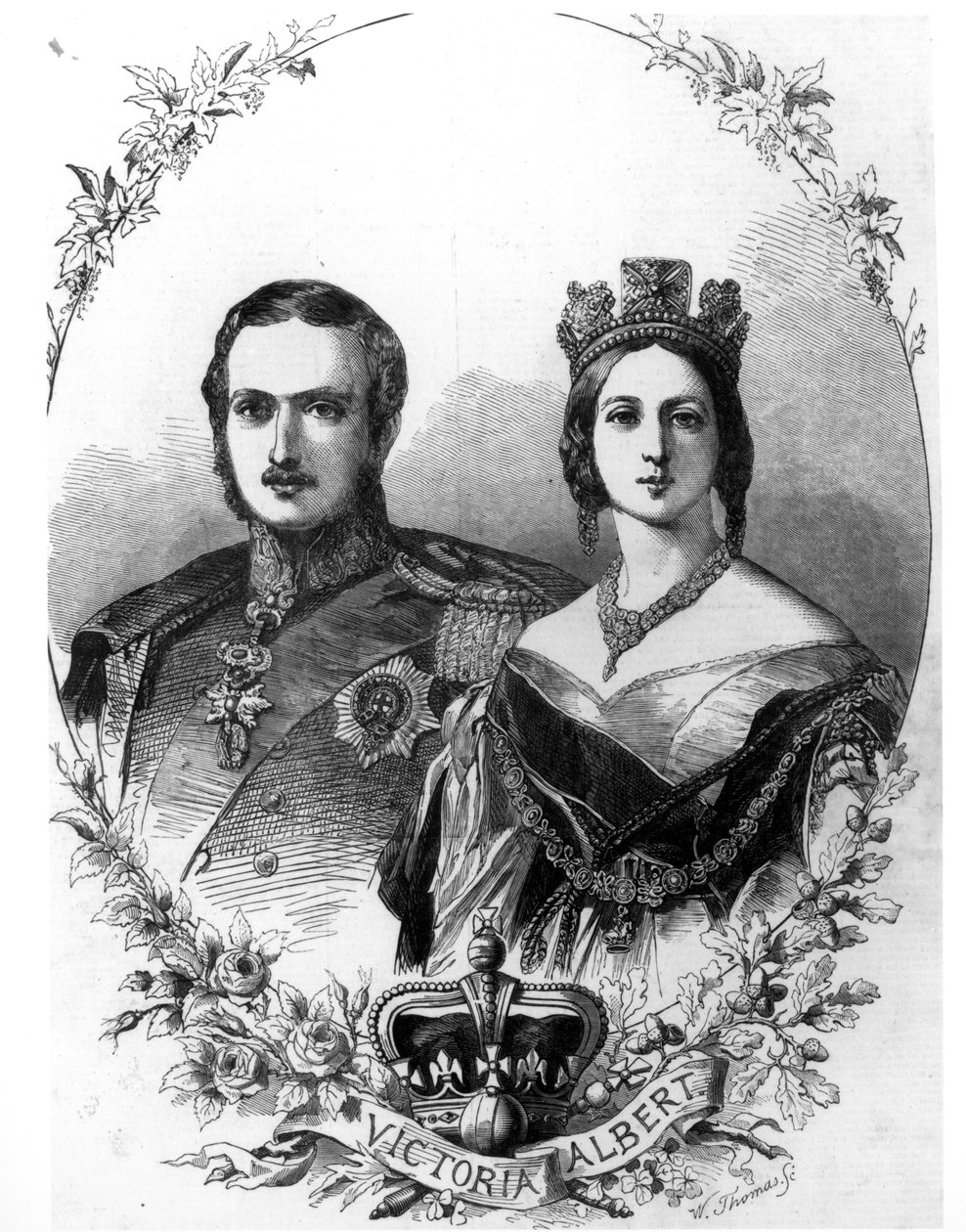 Regina Vittoria (1819-1901) e Principe Alberto (1819-61) inciso da W. Thomas, 1844 da English School
