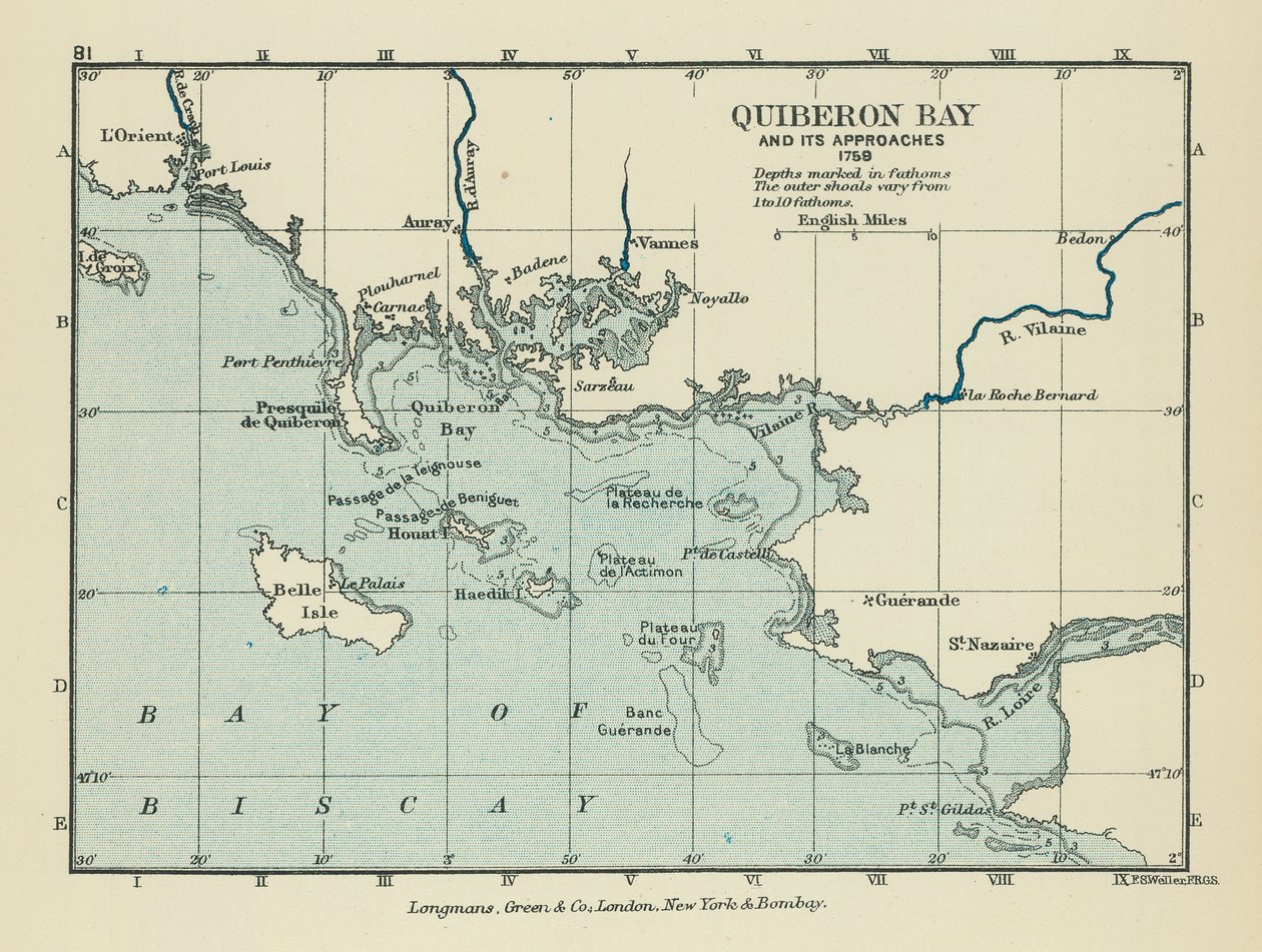 La baia di Quiberon e i suoi approcci (litografia a colori) da English School