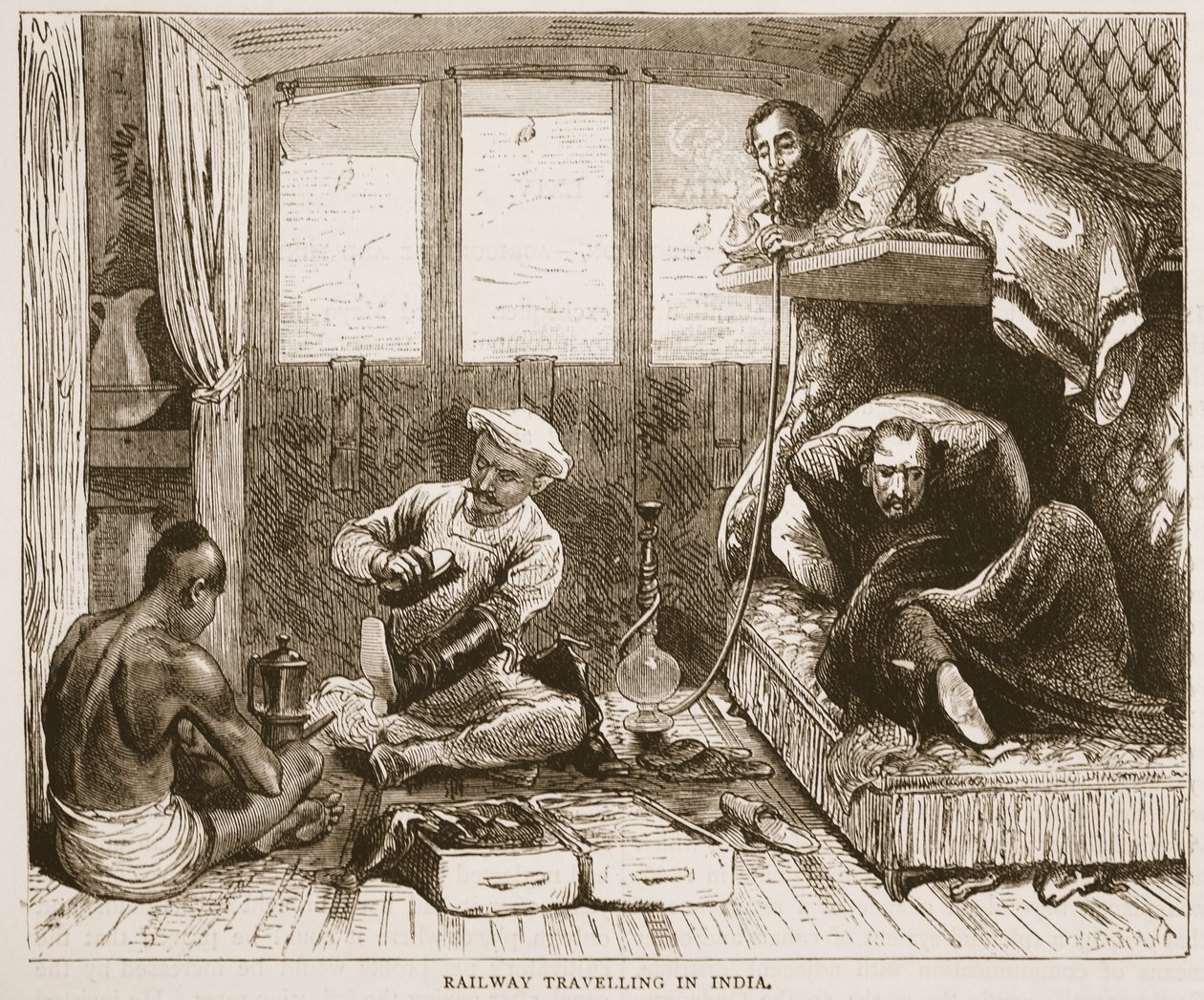 Viaggio in Treno in India, illustrazione da Cassells Illustrated History of England da English School