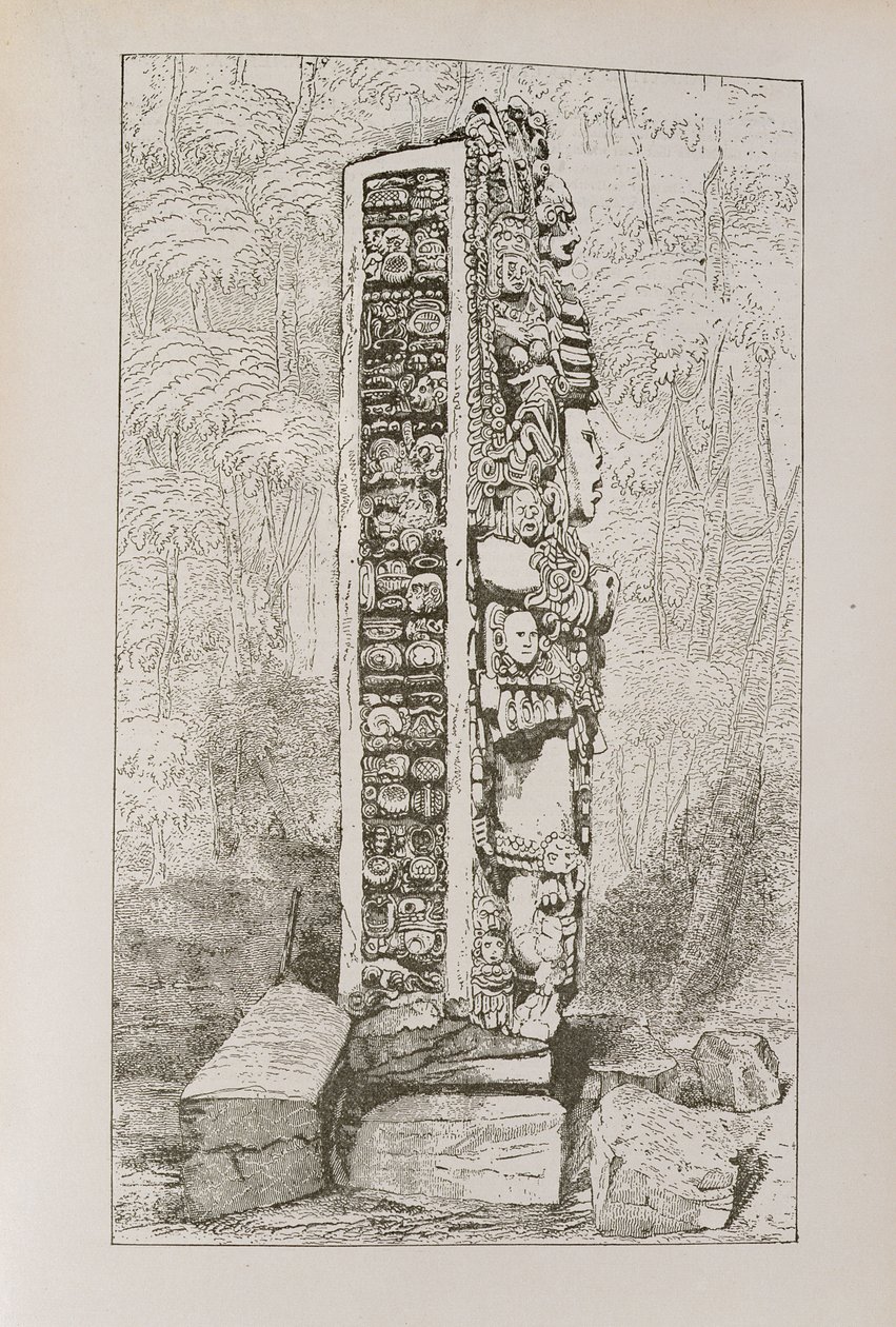 Rappresentazione di Geroglifici Maya su una Stele, da 