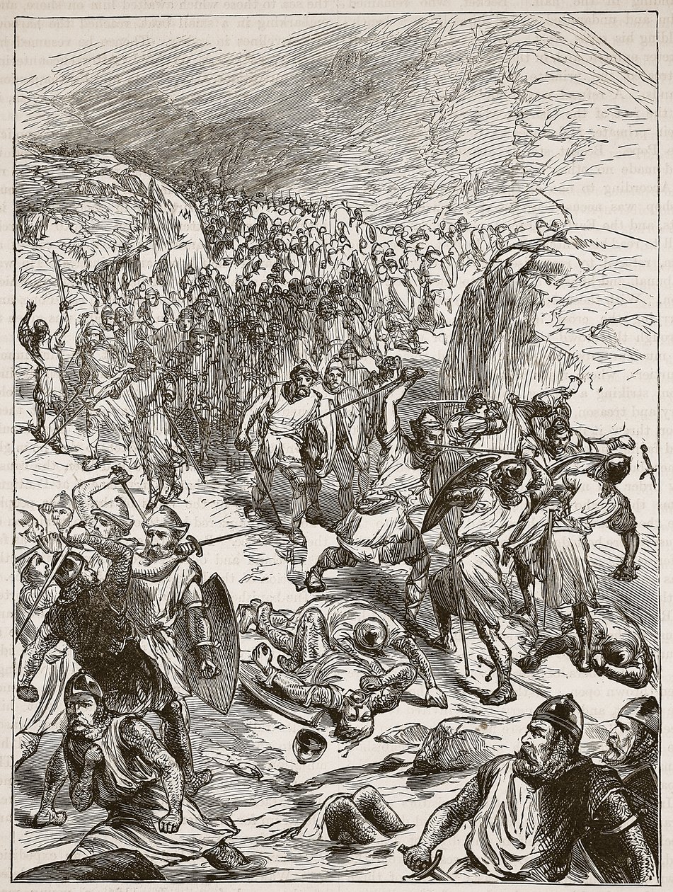 Respingimento degli inglesi a Corwen, illustrazione da Cassells Illustrated History of England da English School