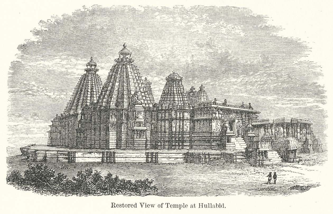 Veduta restaurata del tempio di Hullabid (incisione) da English School