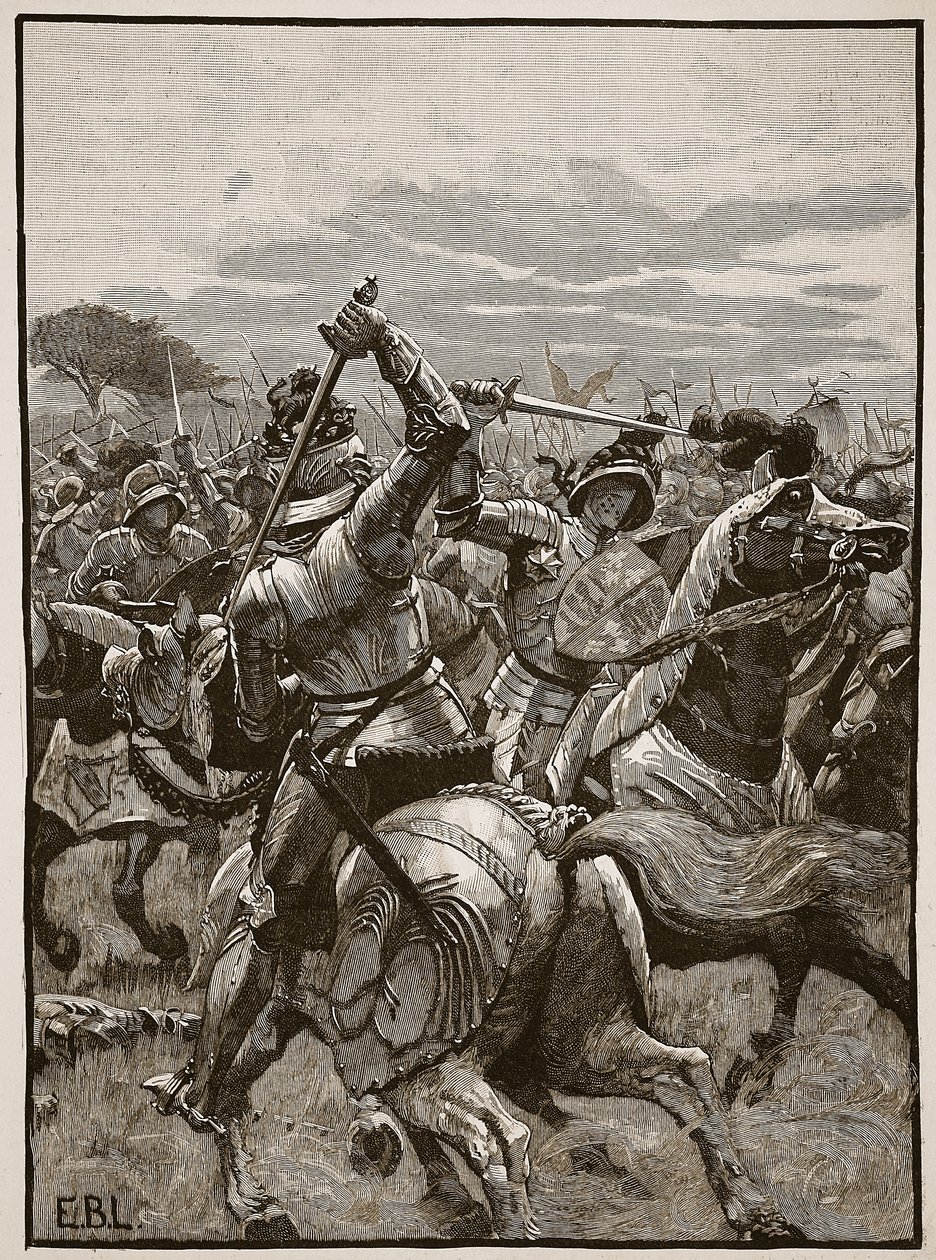 Riccardo III nella battaglia di Bosworth, illustrazione da Cassells Illustrated History of England da English School