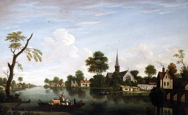 Veduta del fiume vicino a Norwich da English School