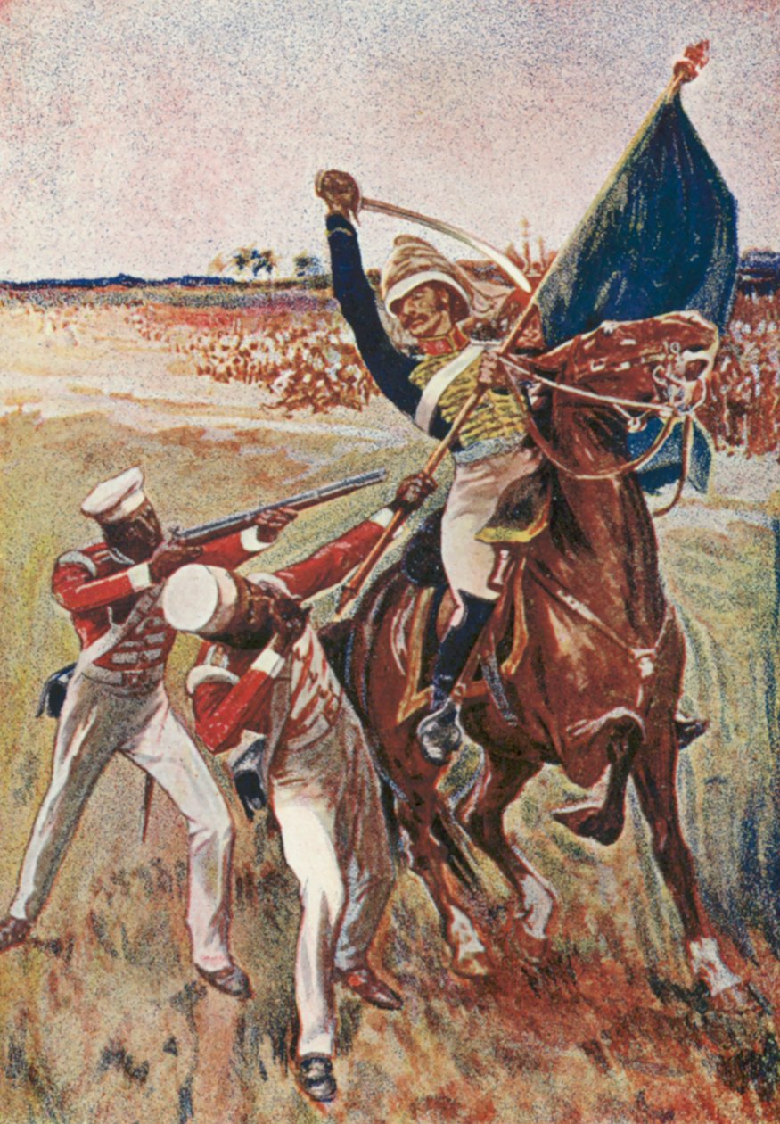 Roberts che riceve la Victoria Cross (litografia a colori) da English School