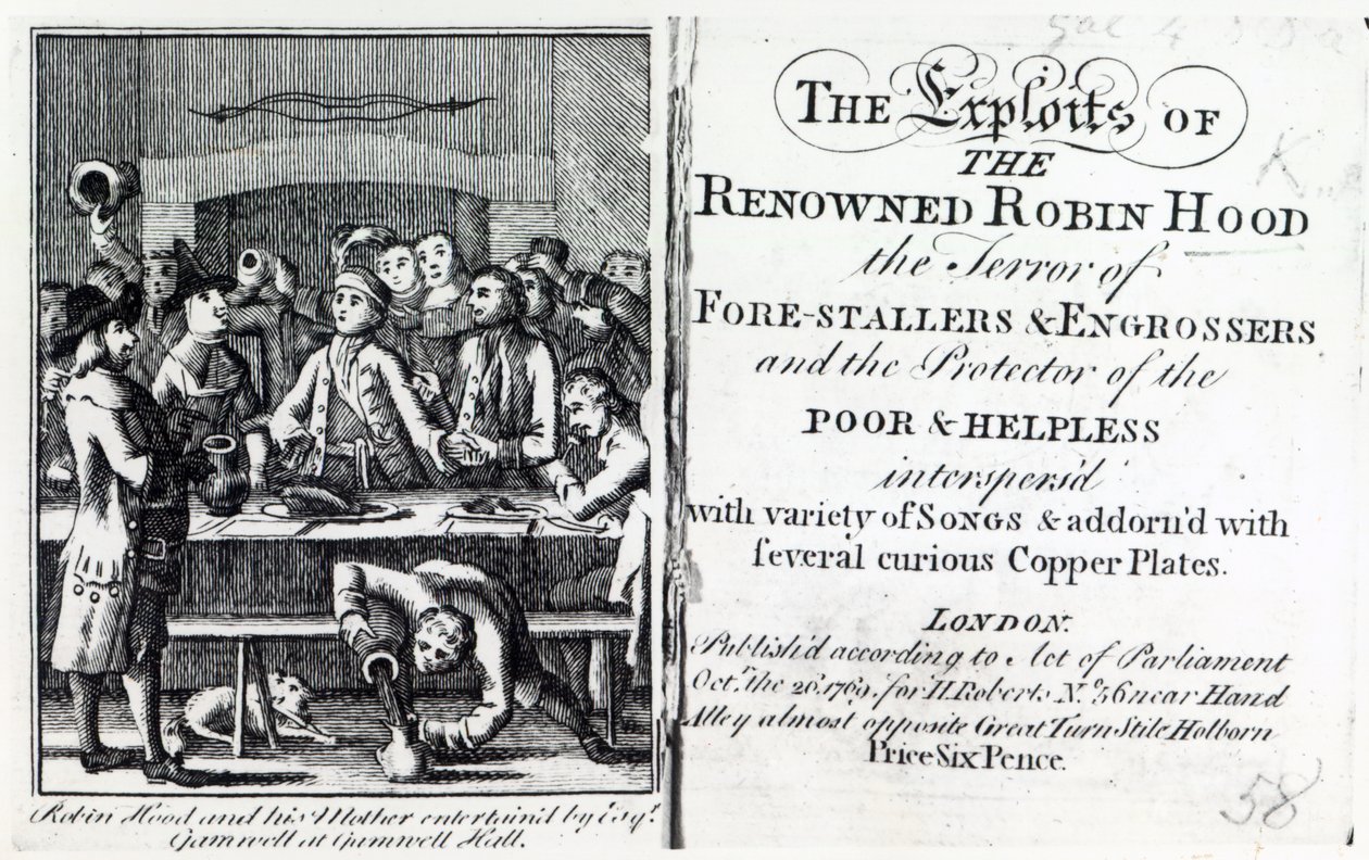 Robin Hood e sua madre ospitati da Esq Gamnell a Gamnell Hall, frontespizio di 