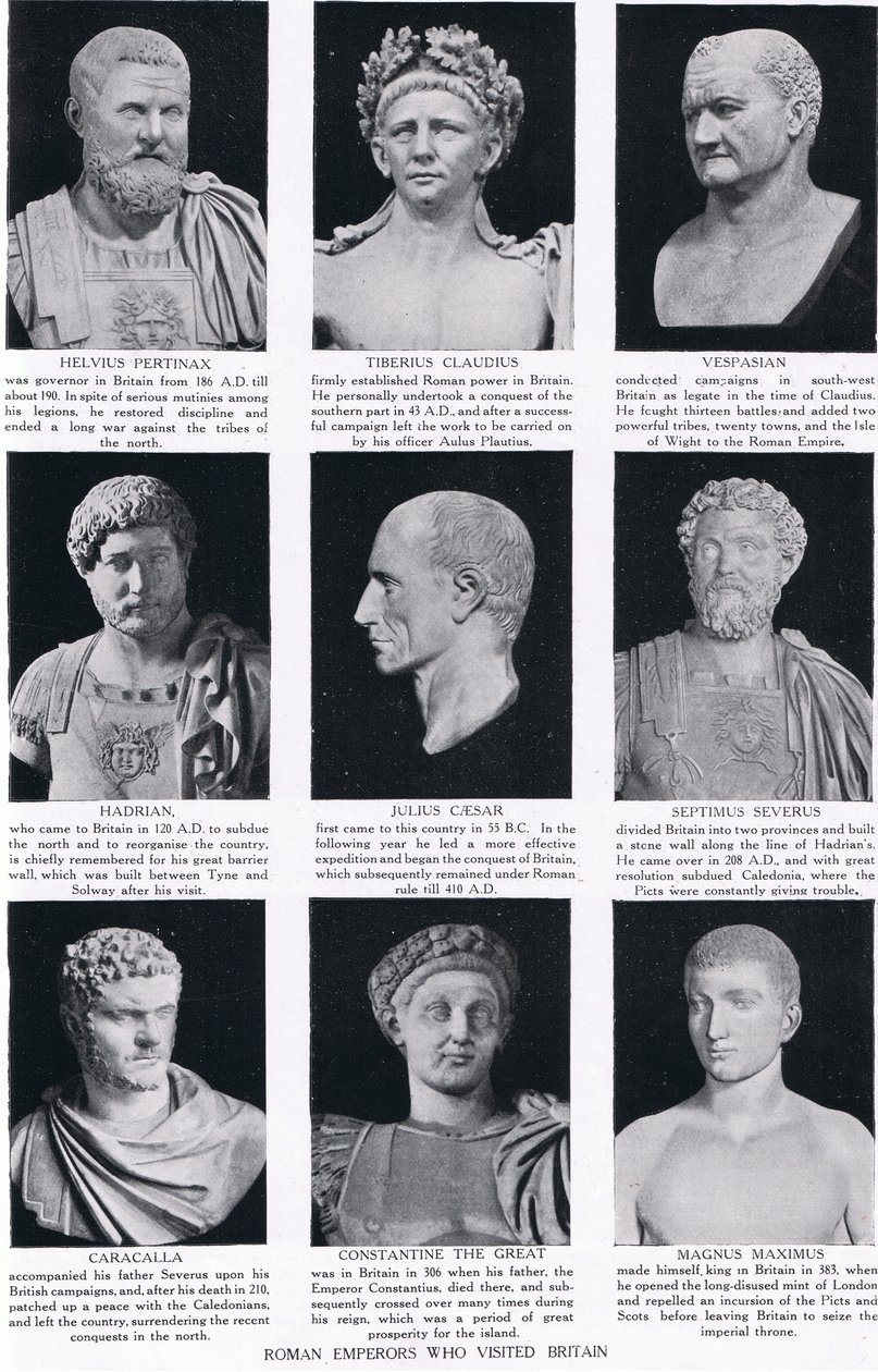 Imperatori romani che visitarono la Britannia, illustrazione dalla Storia delle Nazioni di Hutchinson, c.1910 da English School