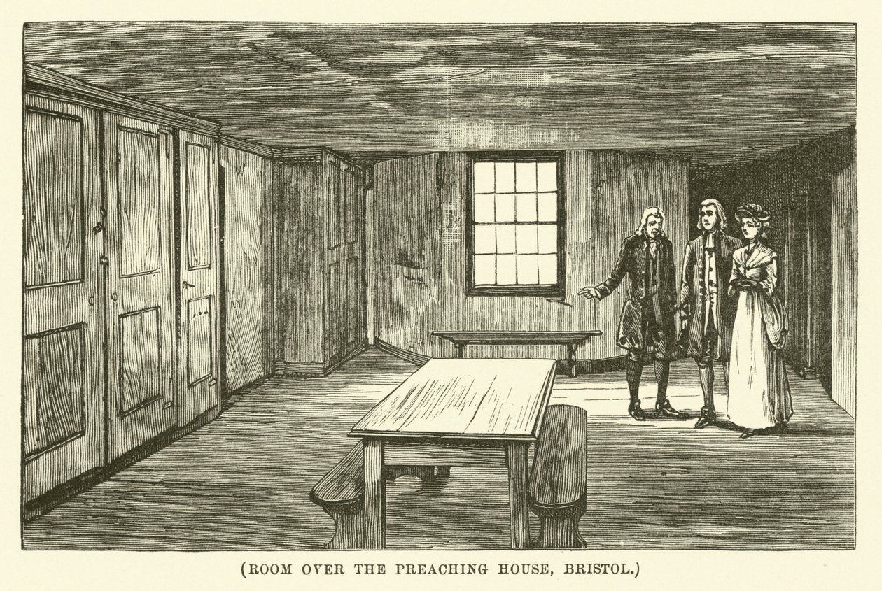 Sala sopra la casa dei predicatori, Bristol (incisione) da English School