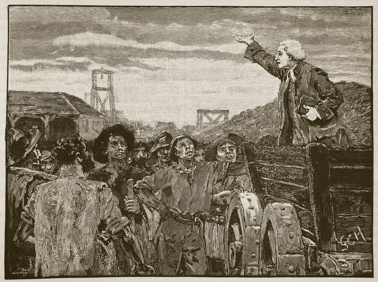Rowland Hill predica ai minatori di Kingswood, illustrazione da Cassells Illustrated History of England da English School