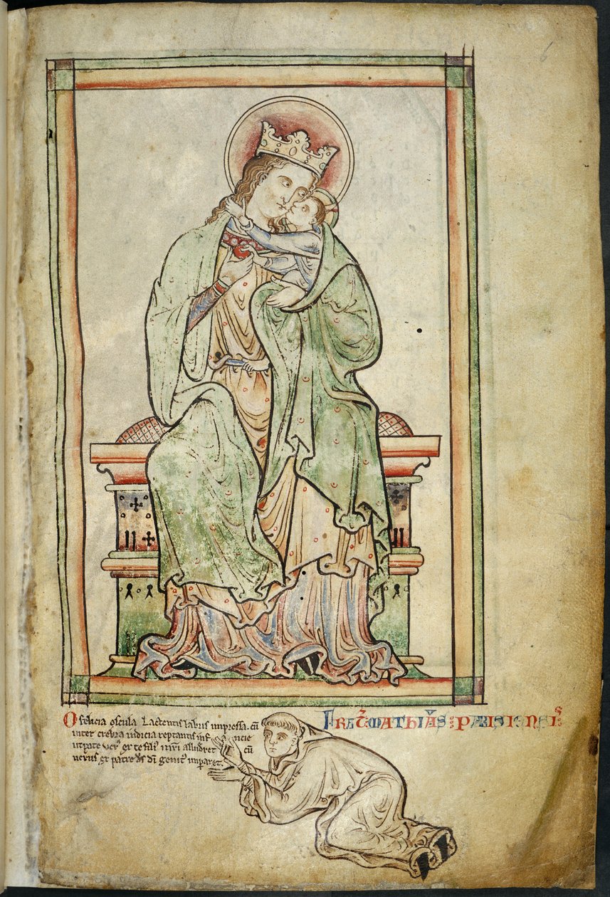 Royal 14 C. VII, f.6 Vergine e Bambino con artista, illustrazione da 