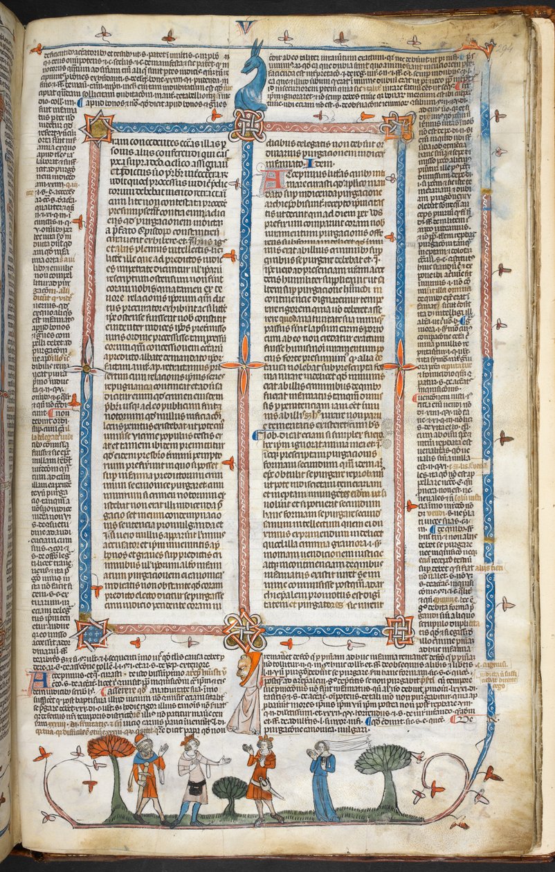 Royal MS 10 IV f.294r Figure medievali e decorazione marginale, illustrazione da 