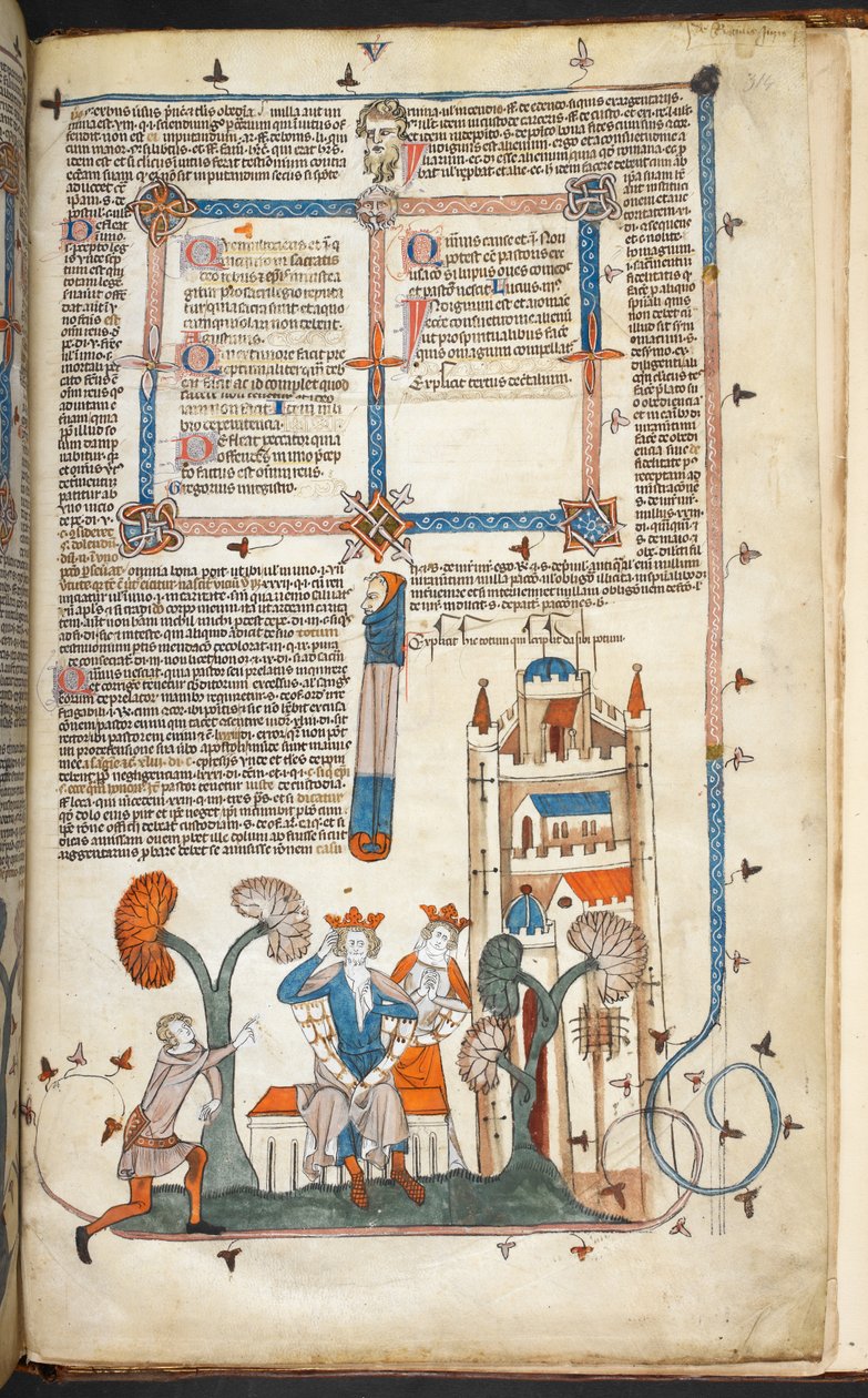 Il Re, la Regina e il loro Castello con Decorazione Marginale, illustrazione dai 