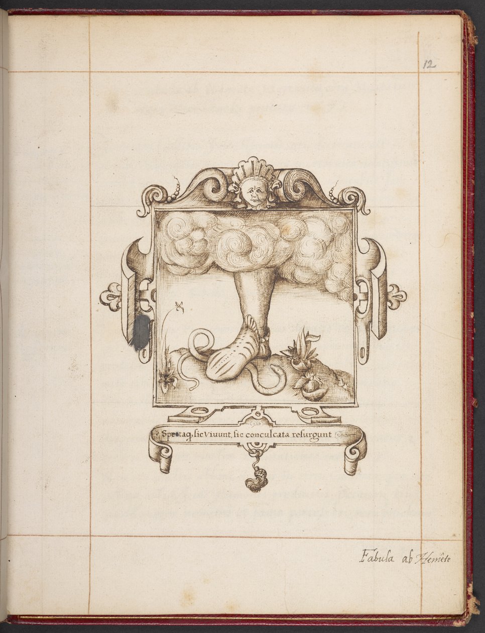 Emblema con motto latino dalla copia di presentazione di George Gascoine di Hemetes the Hermit da English School
