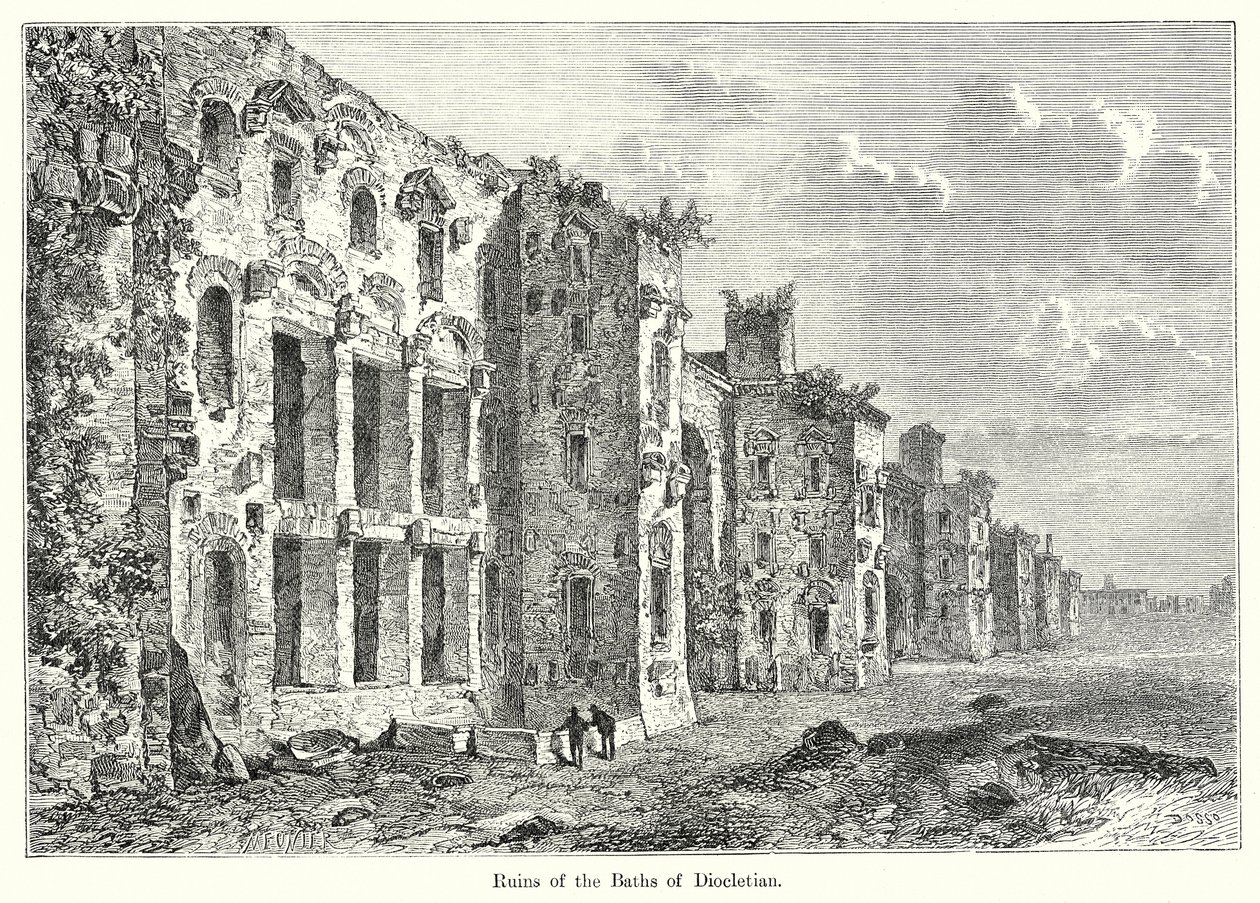 Rovine delle Terme di Diocleziano (incisione) da English School