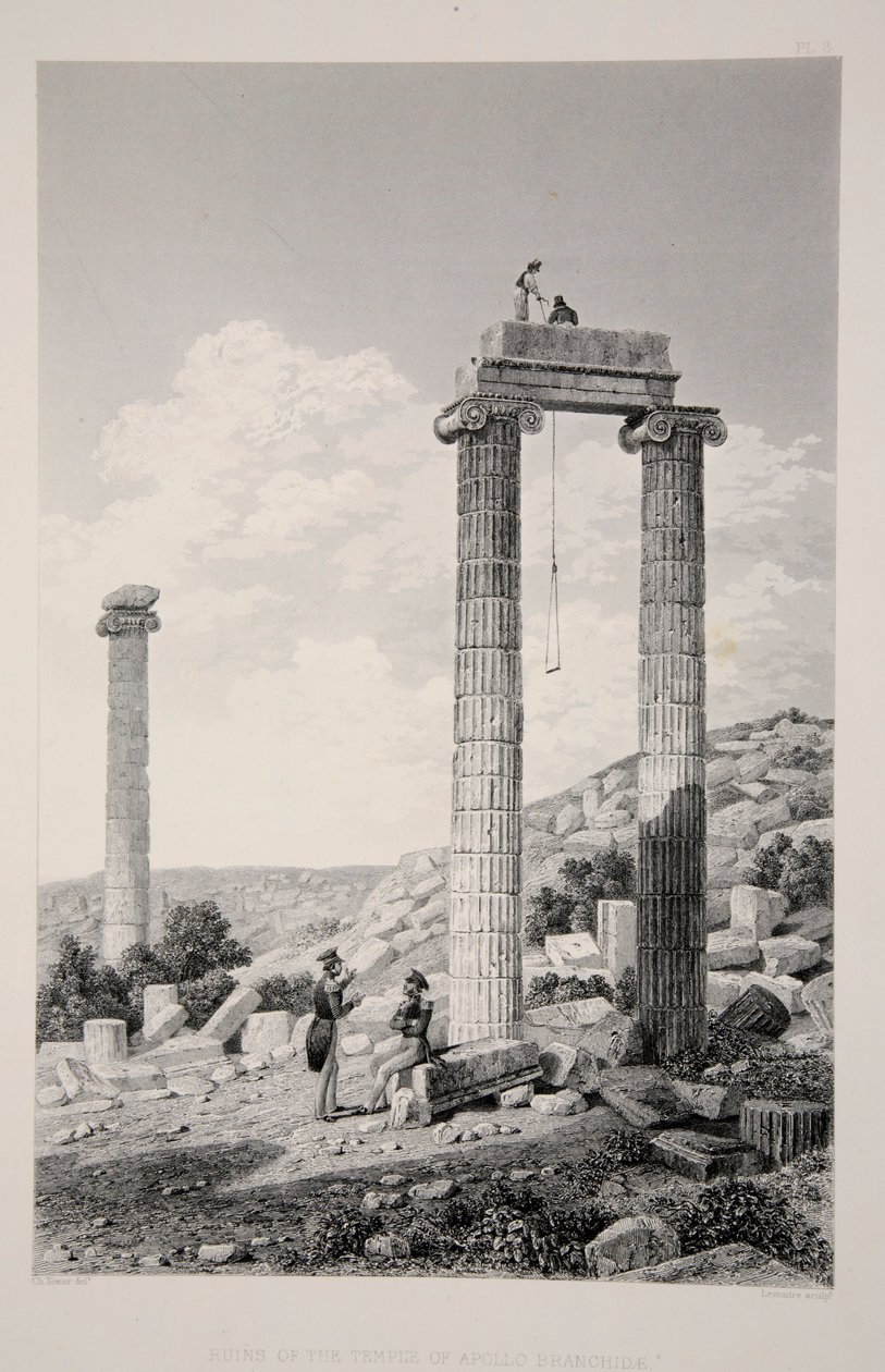 Rovine del Tempio di Apollo Branchidae, pub. 1863 (litografia) da English School
