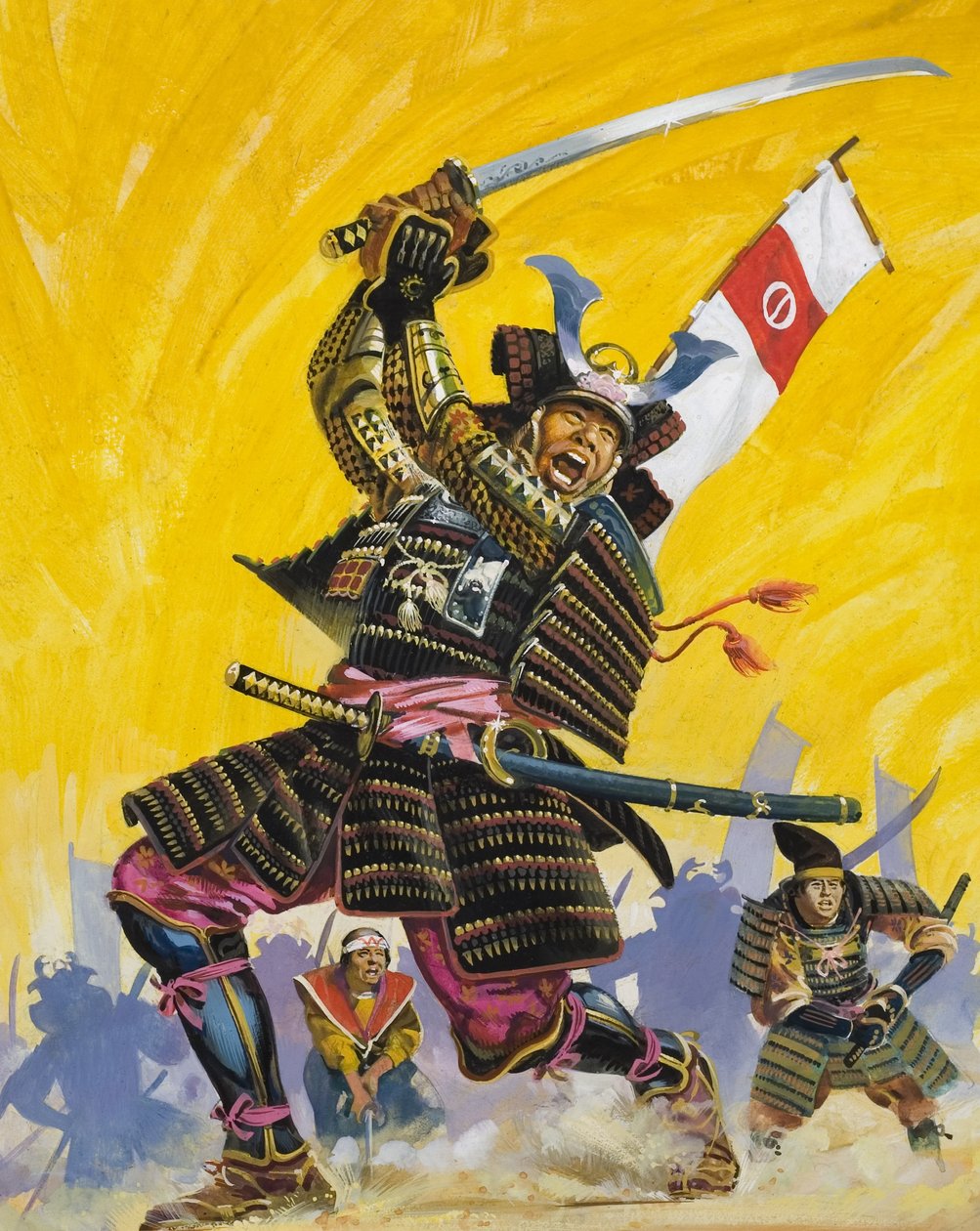Guerrieri samurai (gouache su carta) da English School