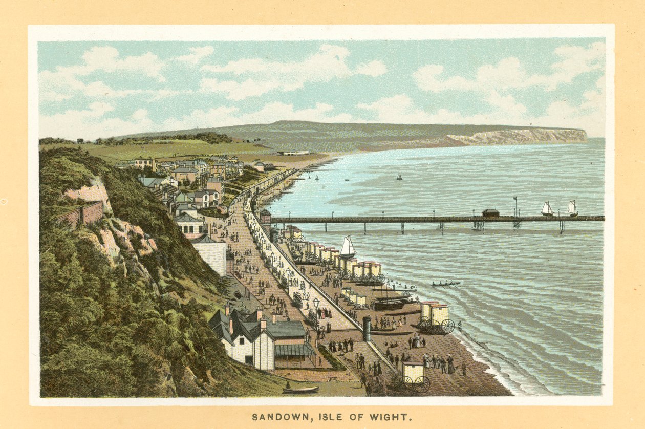 Sandown, Isola di Wight (litografia a colori) da English School