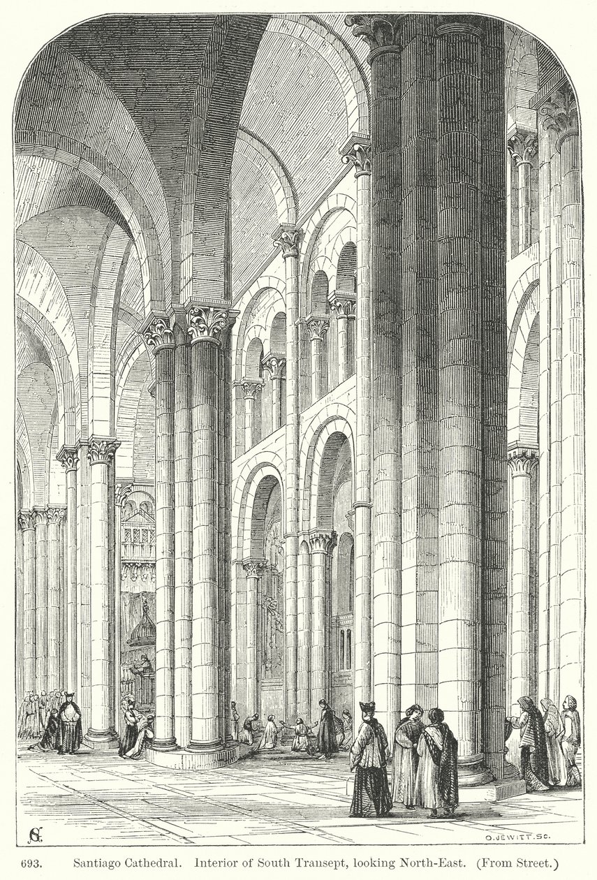 Cattedrale di Santiago. Interno del transetto sud, guardando verso nord-est (incisione) da English School