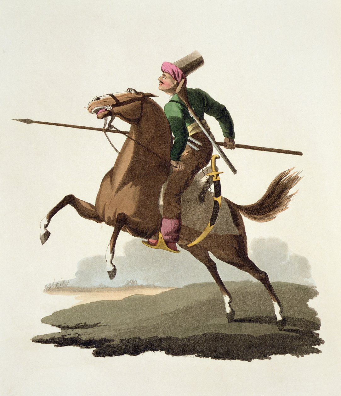 Saphir, da Costumi delle varie nazioni, Volume VII, Il costume militare della Turchia, di Thomas MacLean, pubblicato c.1800-18 da English School