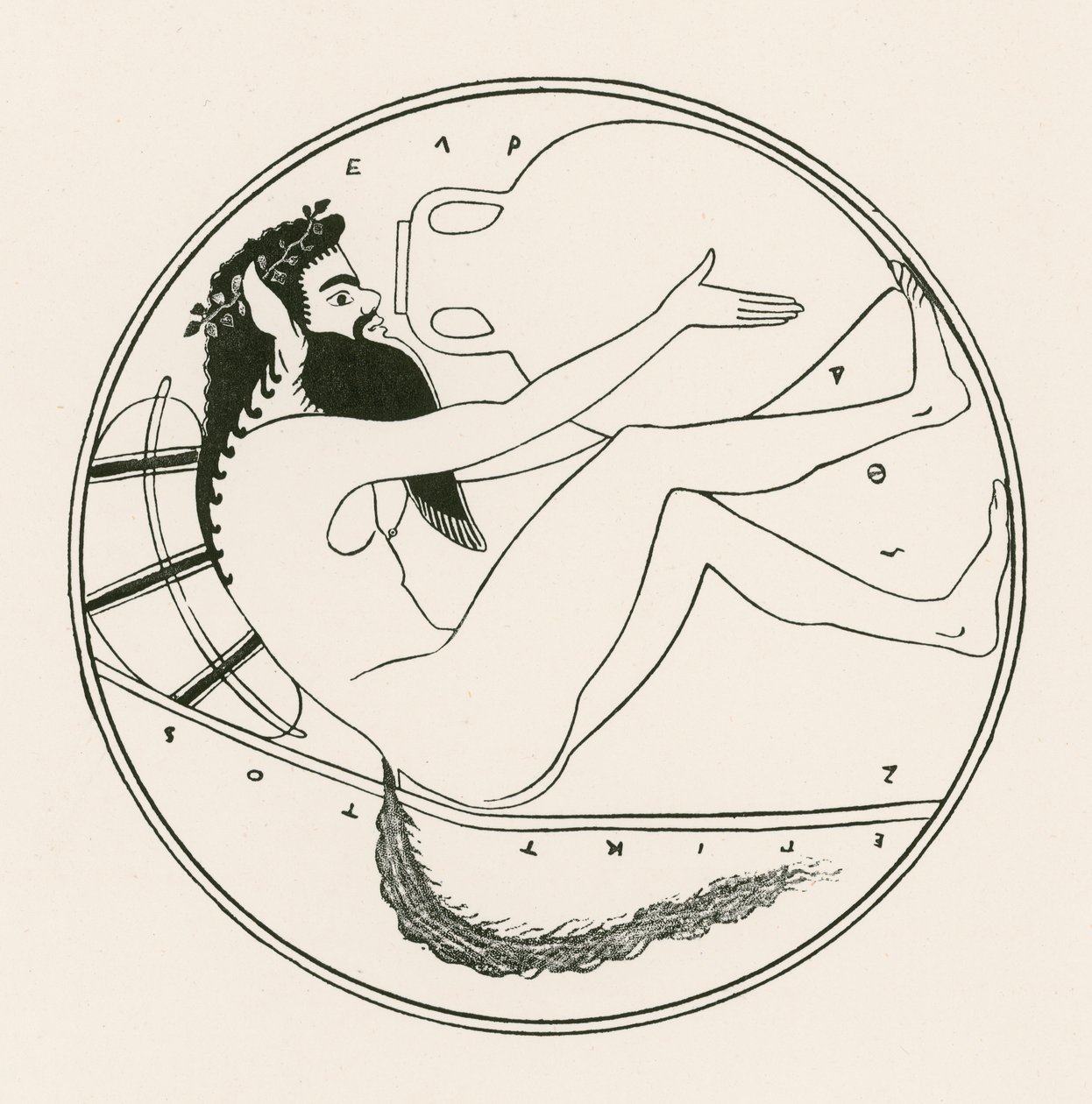 Satiro e anfora (incisione) da English School