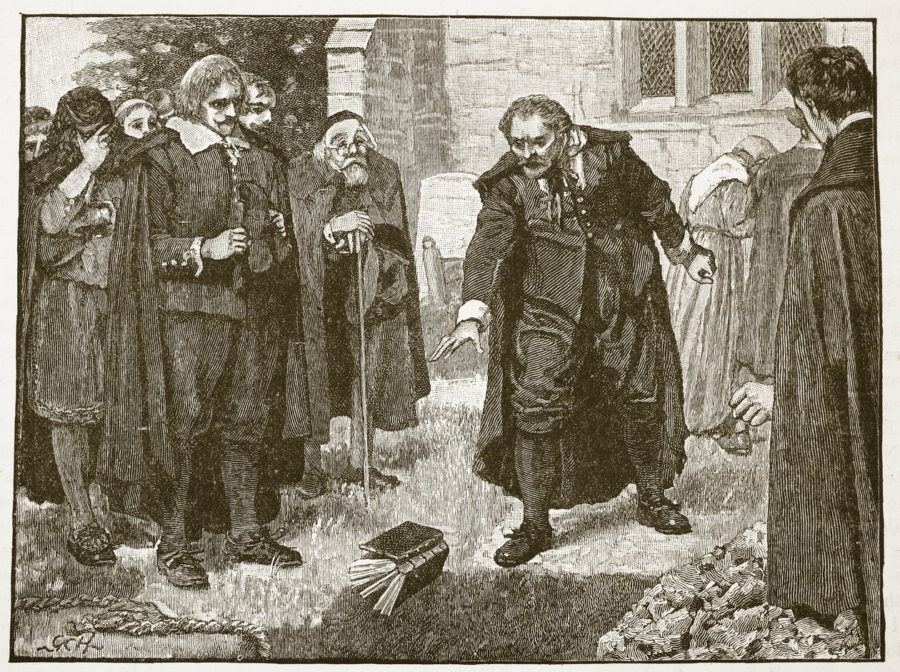 Scena al funerale di Chillingworth, illustrazione da Cassells Illustrated History of England da English School
