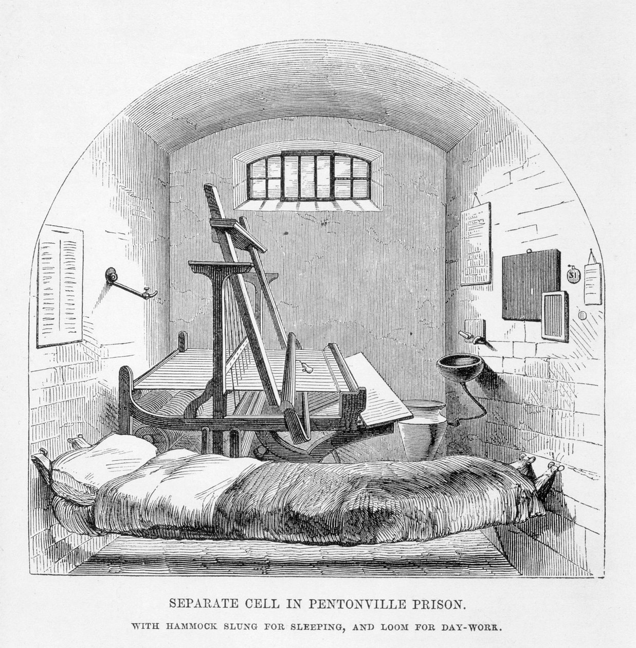 Cella separata nella prigione di Pentonville, da The Criminal Prisons of London and Scenes of Prison Life di Henry Mayhew e John Binny, 1862 da English School