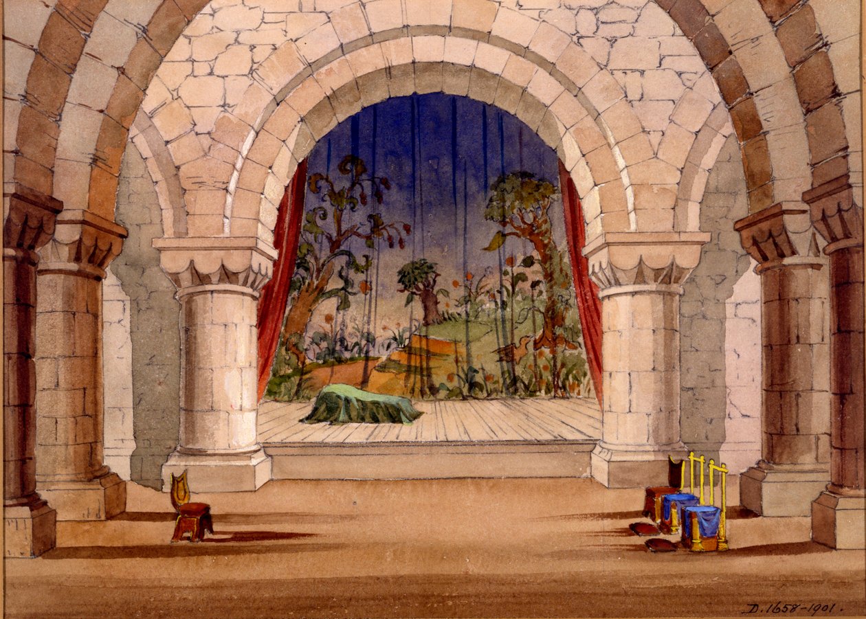 Scenografia per Amleto di William Shakespeare, 1858 da English School