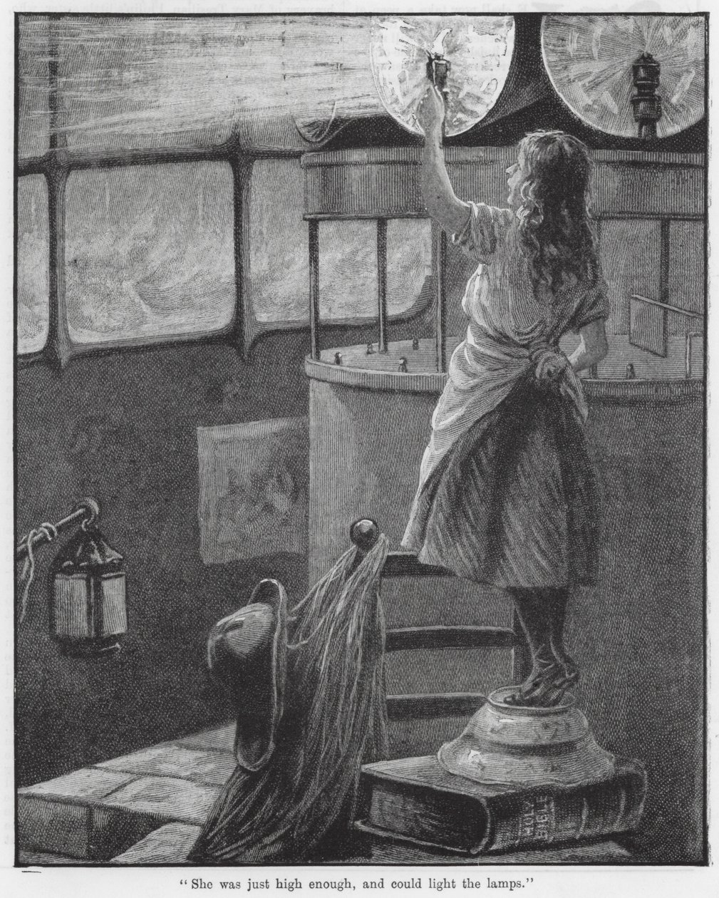 "Era abbastanza alta e poteva accendere le lampade" (incisione) da English School